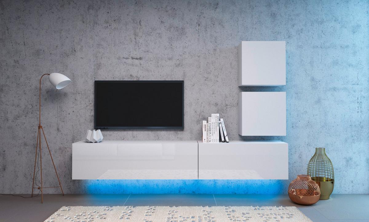 TV-Lowboard Vivien 05 B: 50 cm - Weiß Hochglanz/Weiß, Design, Holzwerkstoff (140/40/38cm) - Livetastic