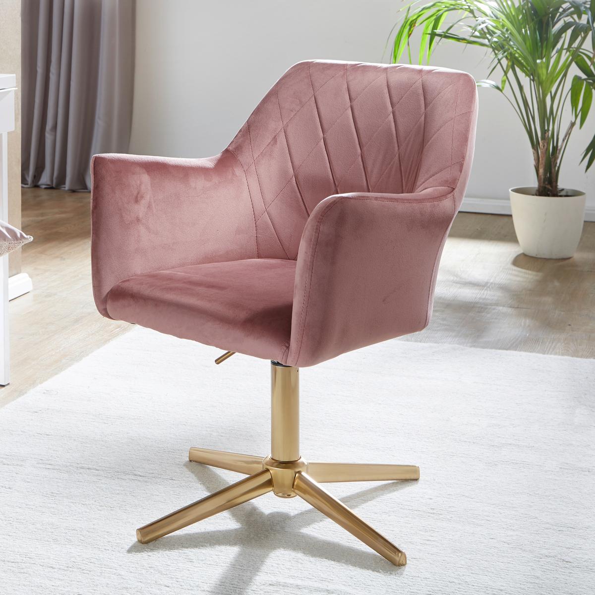 Otočná židle růžová - růžová/barvy zlata, Konvenční, kov/textil (55/97/55cm) - MID.YOU