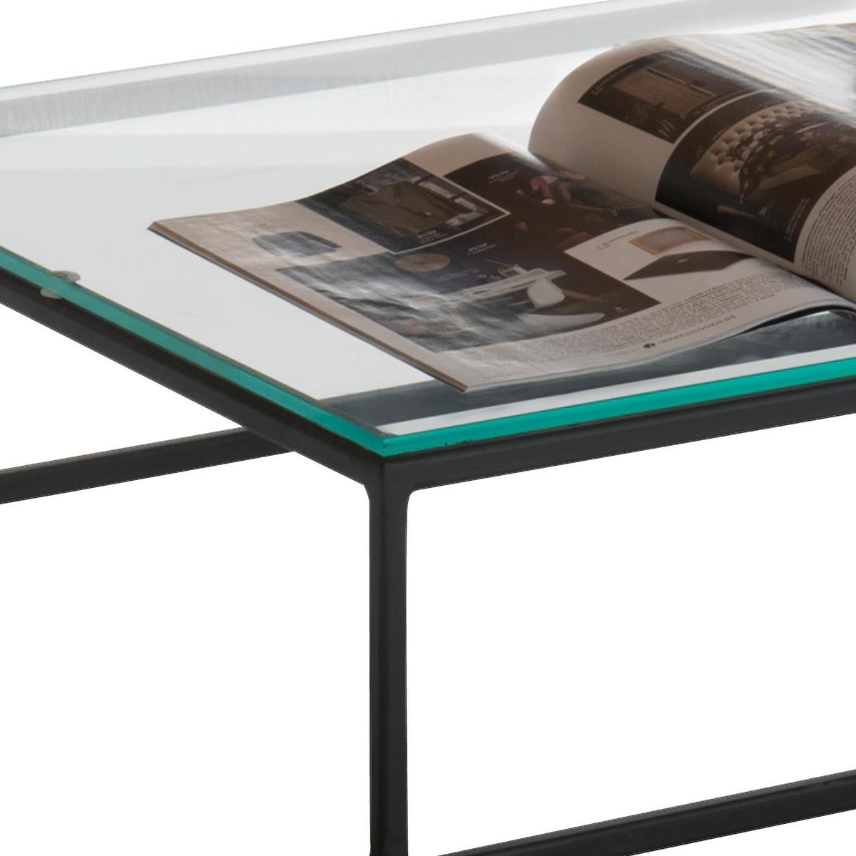 Couchtisch Mit Holzplatte Und Ablagefach Thore Eiche/schwarz - Klar/Eichefarben, MODERN, Glas/Holz (110/60/42cm) - Livetastic