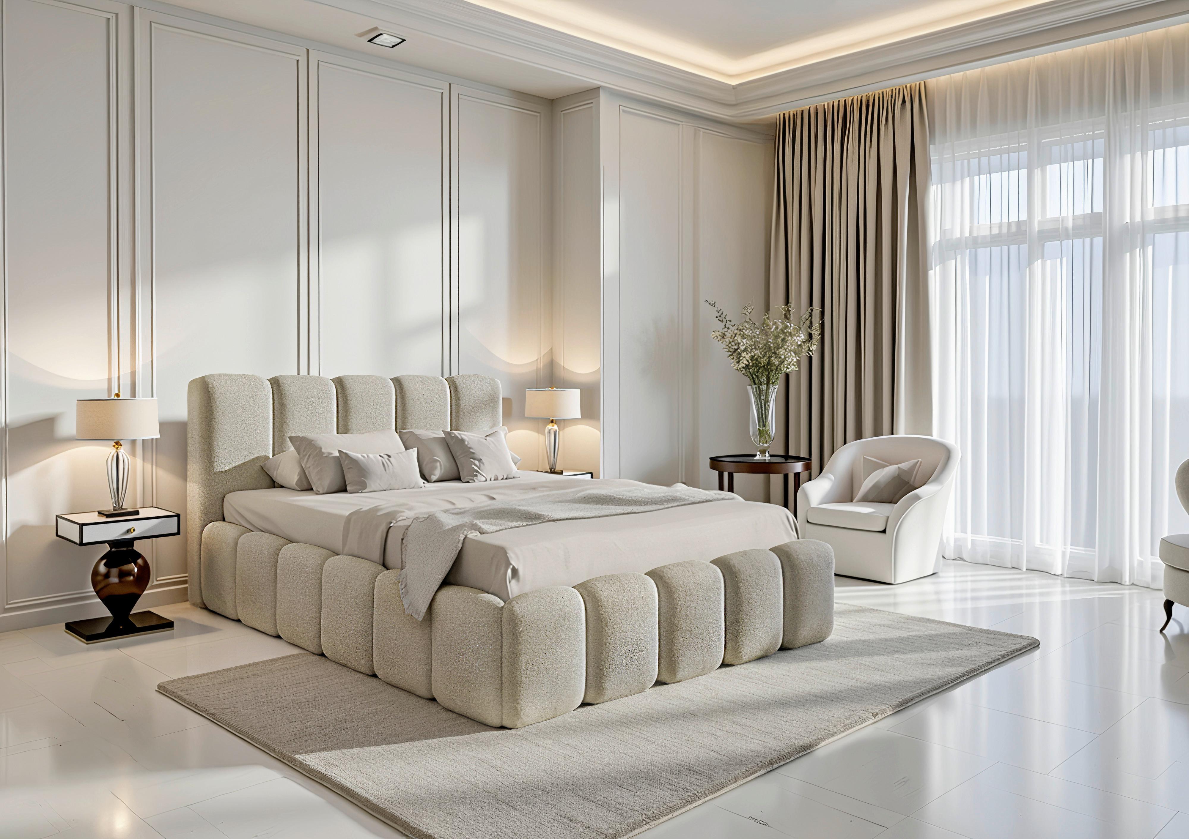 Polsterbett mit Bettkasten 140x200 cm Artamide Sandfarben