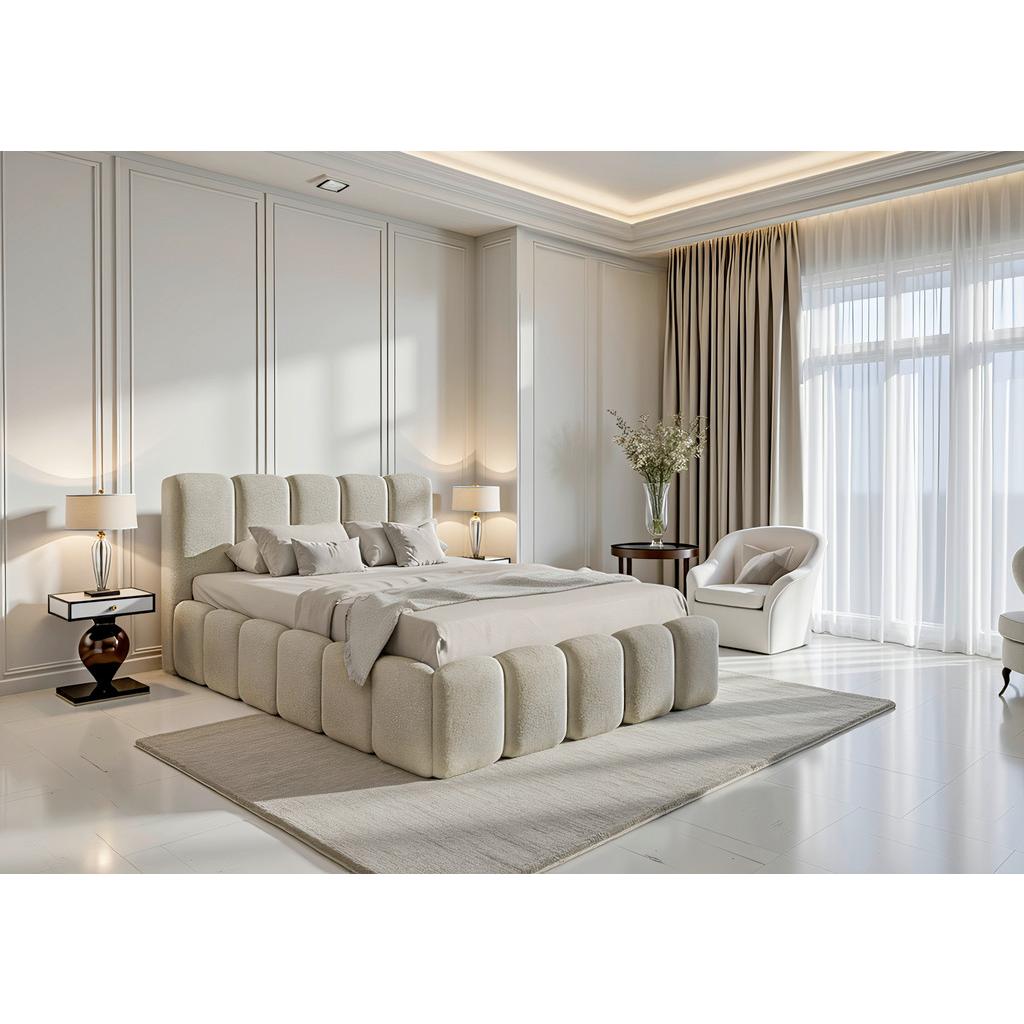 Polsterbett mit Bettkasten 180x200 Artamide Sandfarben