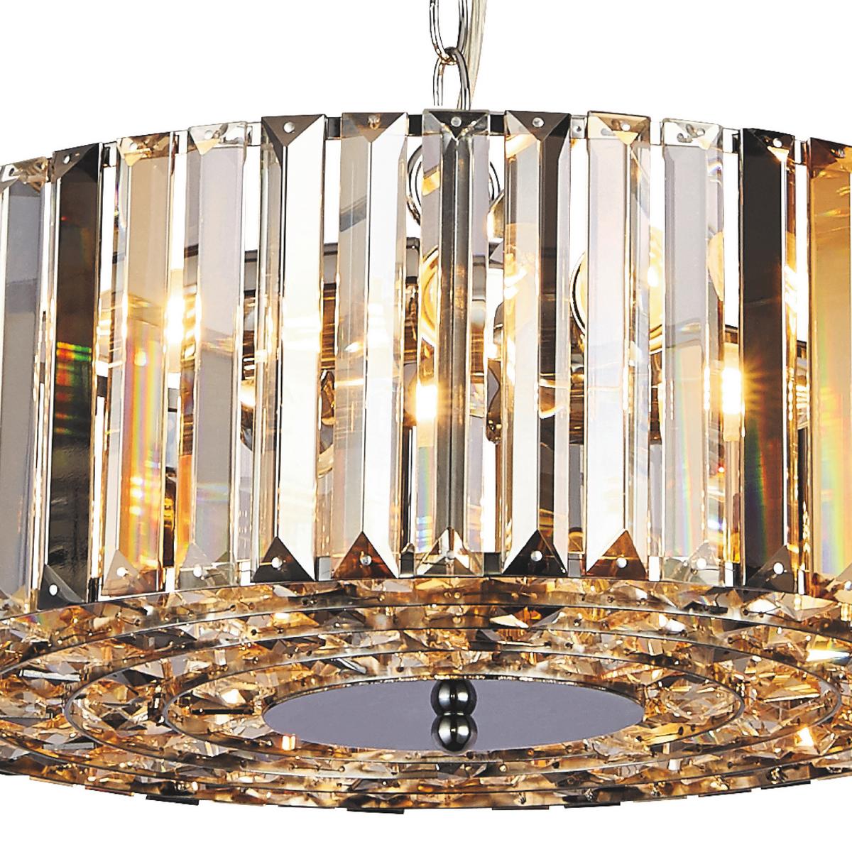 Hängeleuchte Chapeau 82101-5cc - Chromfarben/Bernsteinfarben, KONVENTIONELL, Glas/Metall (50/132cm)