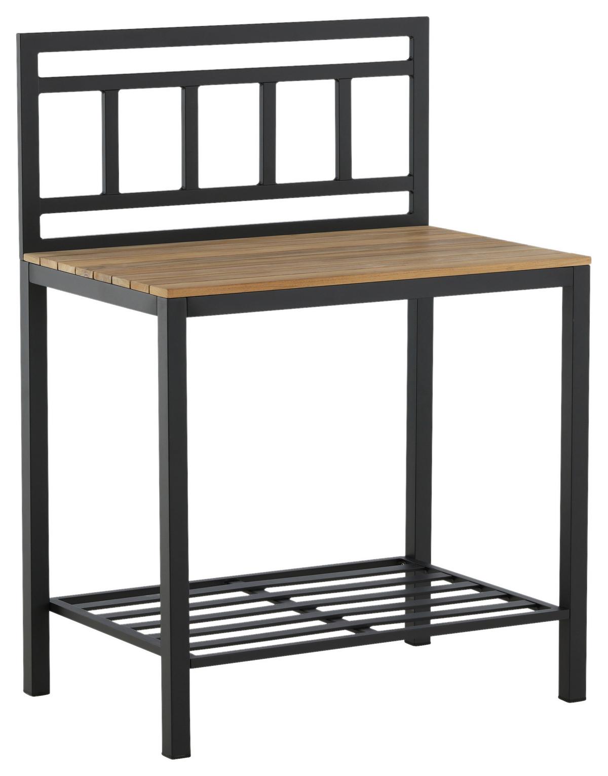 Outdoorküche Mexico - Schwarz/Teakfarben, KONVENTIONELL, Holz/Metall (90/127/60cm) - Gardenson