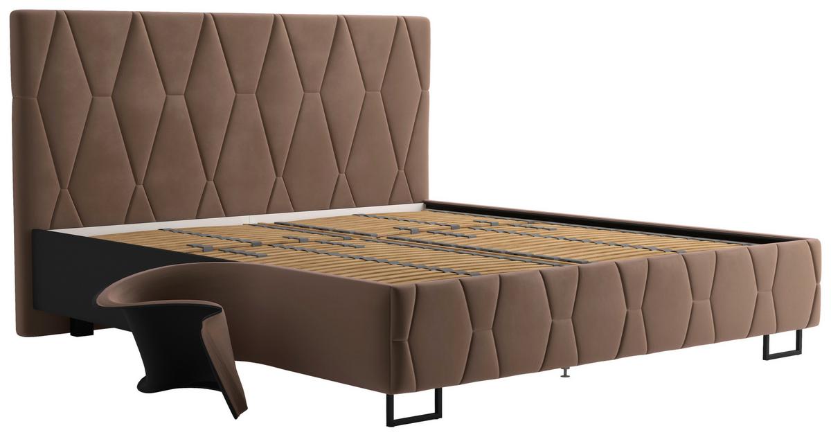 Čalúnená posteľ ATESSA 160x200 cm, sivohnedá - sivohnedá/taupe, Modern, drevo/textil (160/200cm)