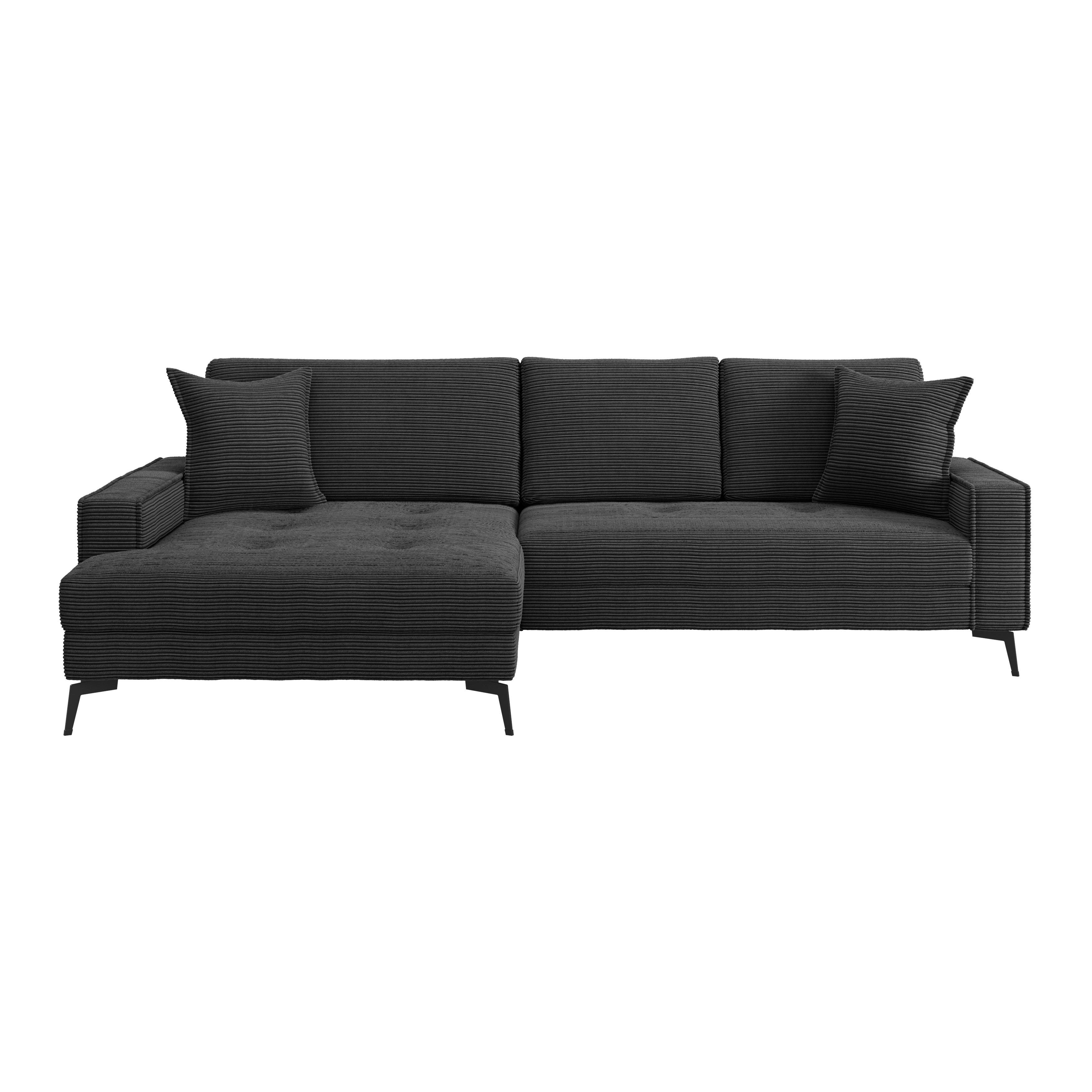 Eckbank Zero Schwarz 173x286 cm - Schwarz, Trend, Textil (173/286cm)