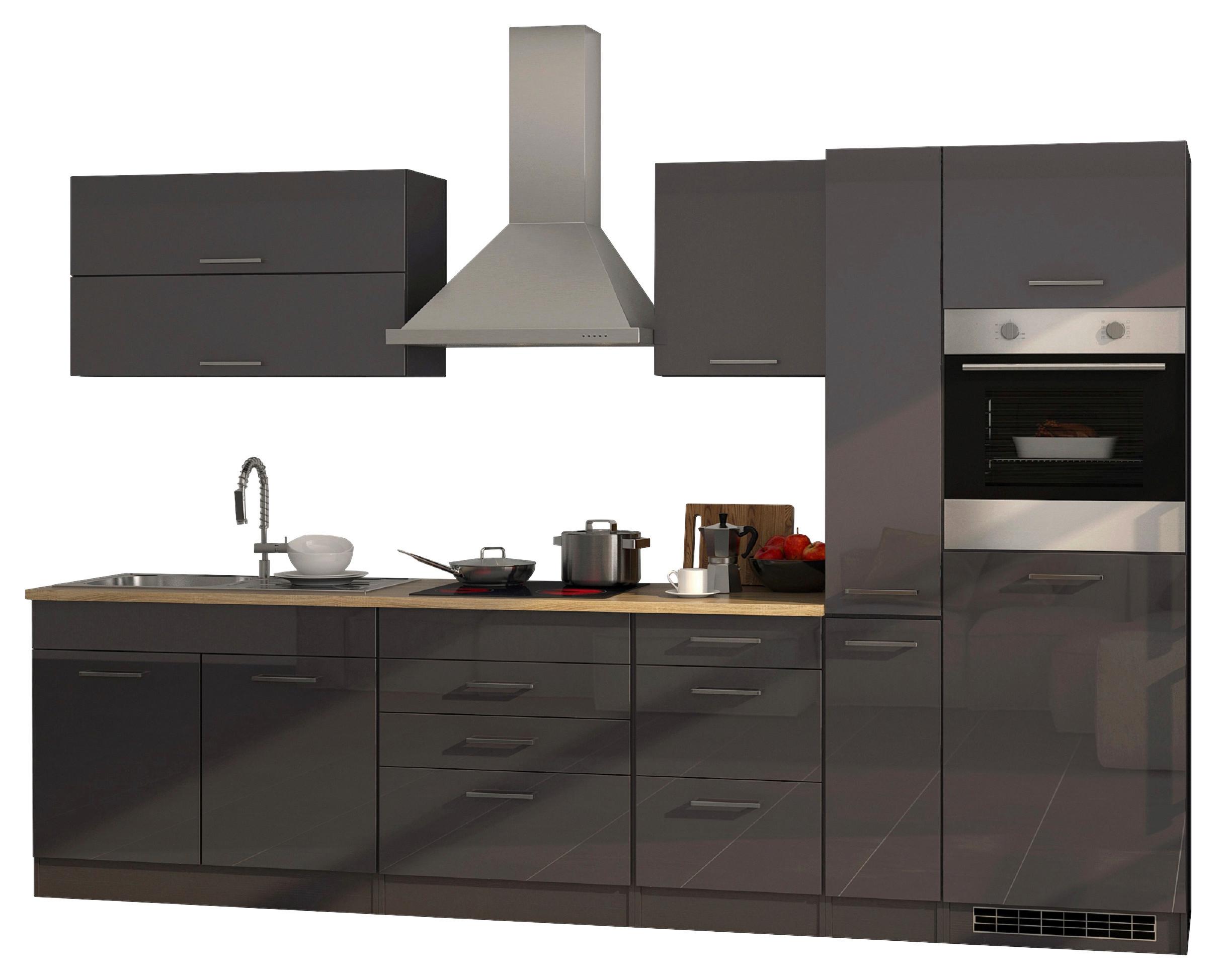 Küchenblock Mailand Graphitfarben B: 320cm - Graphitfarben/Sonoma Eiche, MODERN, Holzwerkstoff (320cm) - Held