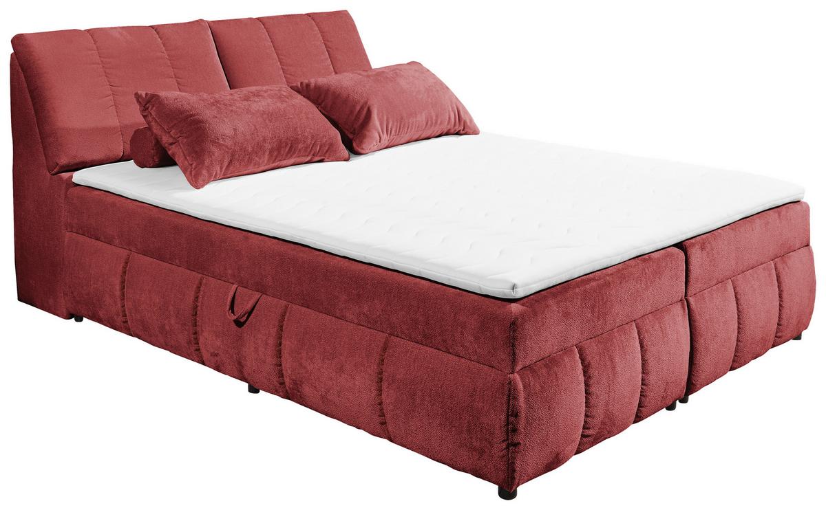 Boxbett Mit Topper+bettkasten 180x200 Cm Valencia - Rot/Schwarz, MODERN, Holzwerkstoff/Textil (180/200cm) - MID.YOU