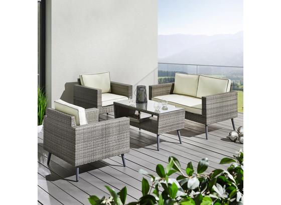 Záhradní Souprava Carina - bílá/šedá, Moderní, kov/textil - Modern Living Záhradní Souprava Carina - bílá/šedá, Moderní, kov/textil - Modern Living