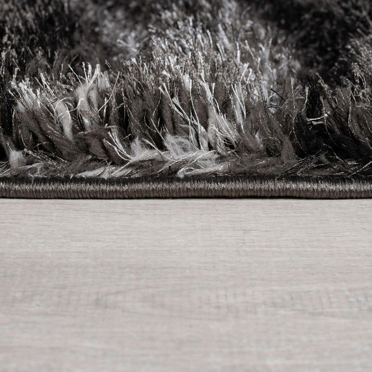 Shaggy Velvet Carved Grey/Bla 200x290 - Schwarz/Grau, Basics, Textil (200/290cm)