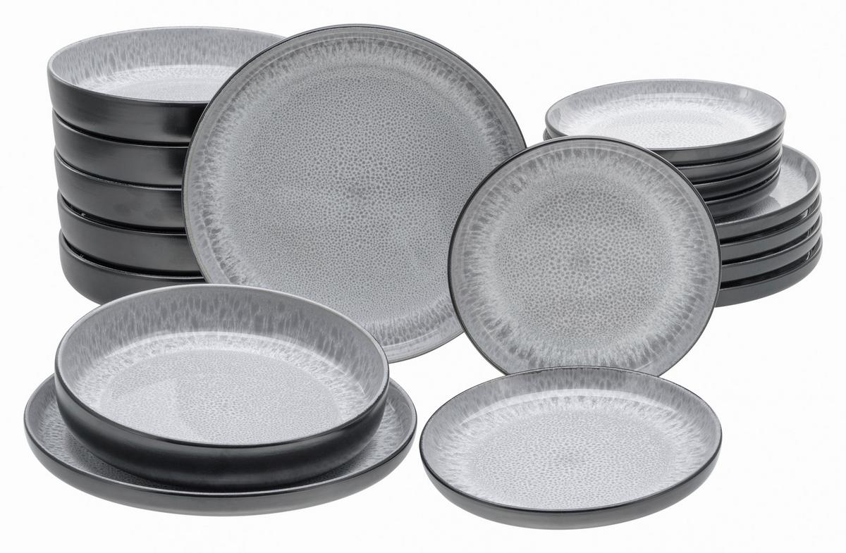 Jídelní souprava 18-dílná - světle šedá, Trend, keramika - Creatable