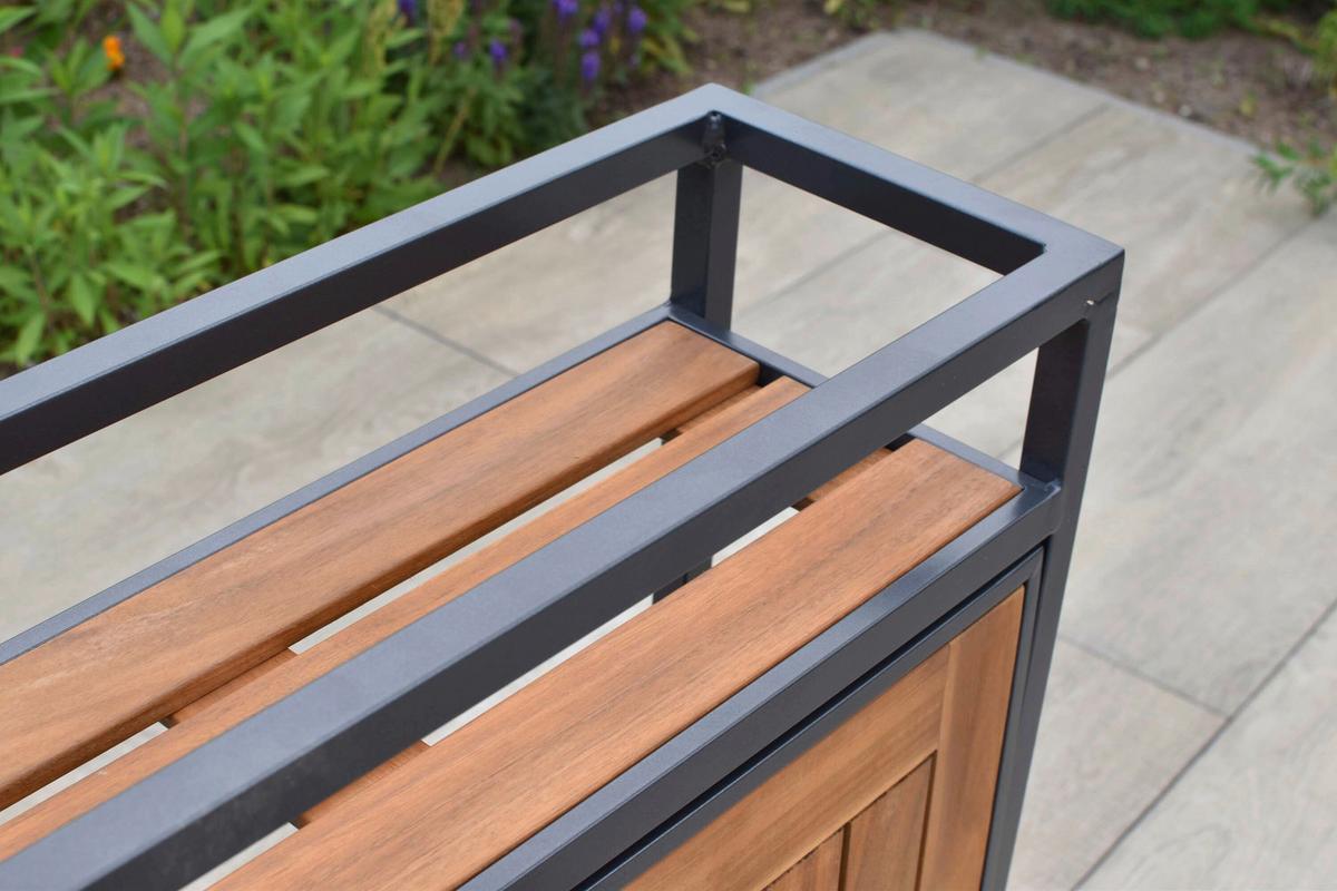 Gartentischgruppe 3tlg. Set - Graphitfarben/Naturfarben, KONVENTIONELL, Holz/Textil - Gardenson