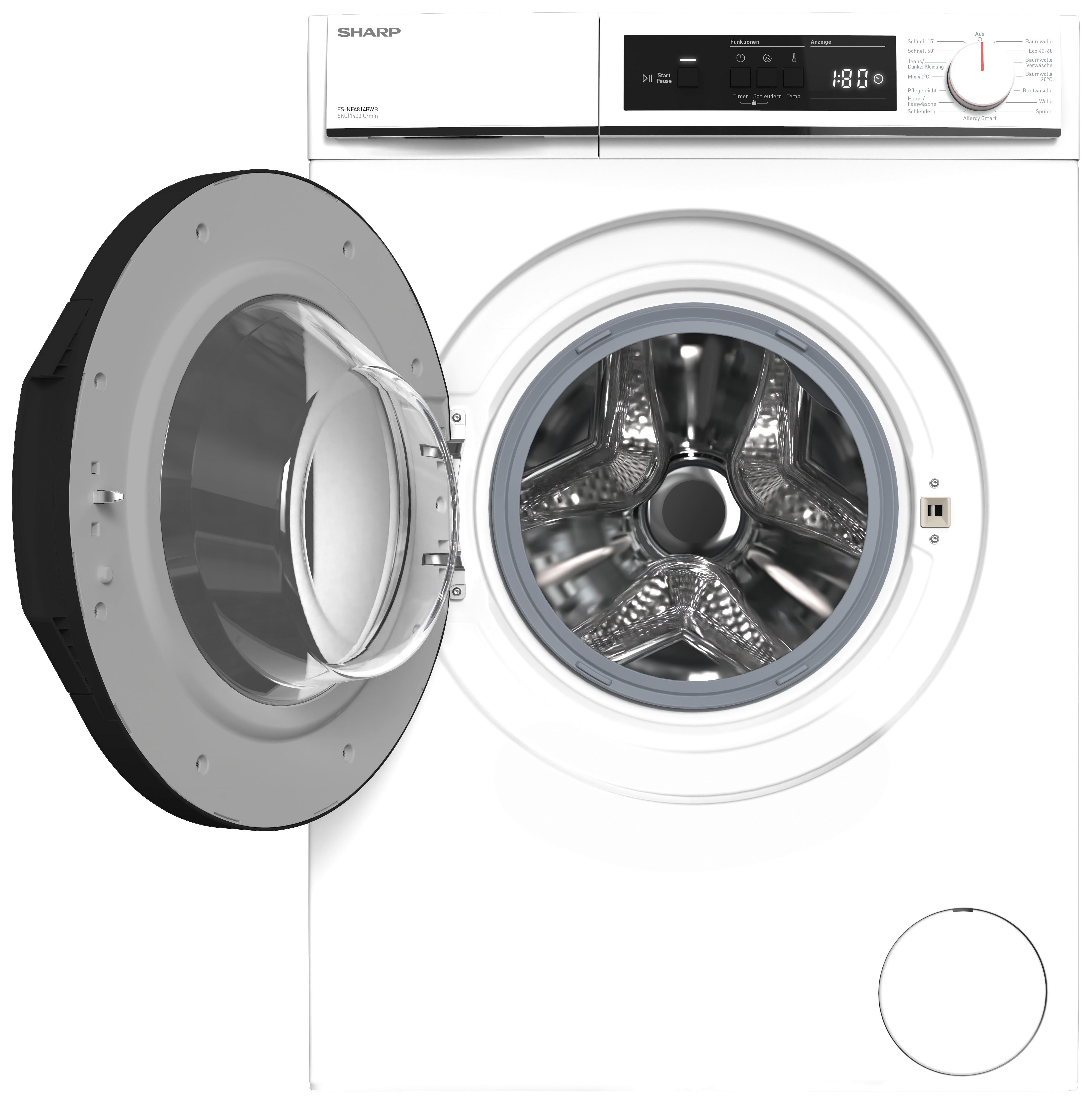 Waschmaschine Es-Nfa814wb-De 8 Kg 1400 U/Min - Weiß, Basics (59,7/84,5/52,7cm) - Sharp