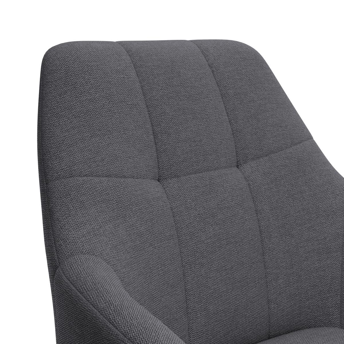 Armlehnstuhl Joe II Leinenoptik Grau - Schwarz/Grau, KONVENTIONELL, Textil/Metall (58/86/61cm)