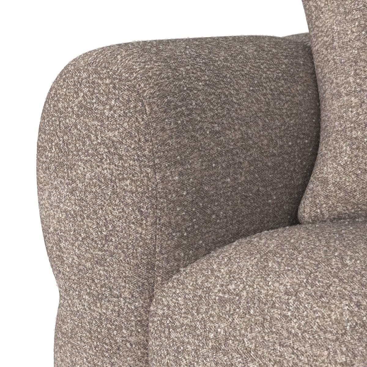 Pohovka MARIE, hnědá žinylka, max. 360 kg - černá/přírodní barvy, Moderní, dřevo/textil (232/77/90cm) - Bessagi Home