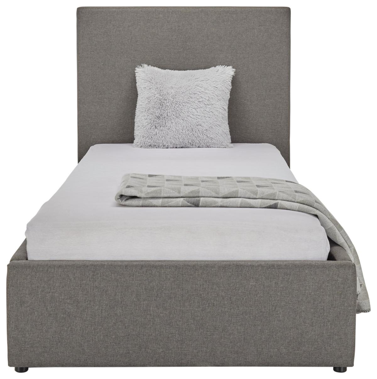 Čalouněná postel BILLY 90/200 cm, tmavě šedá - černá/tmavě šedá, Konvenční, dřevo/textil (90/200cm)
