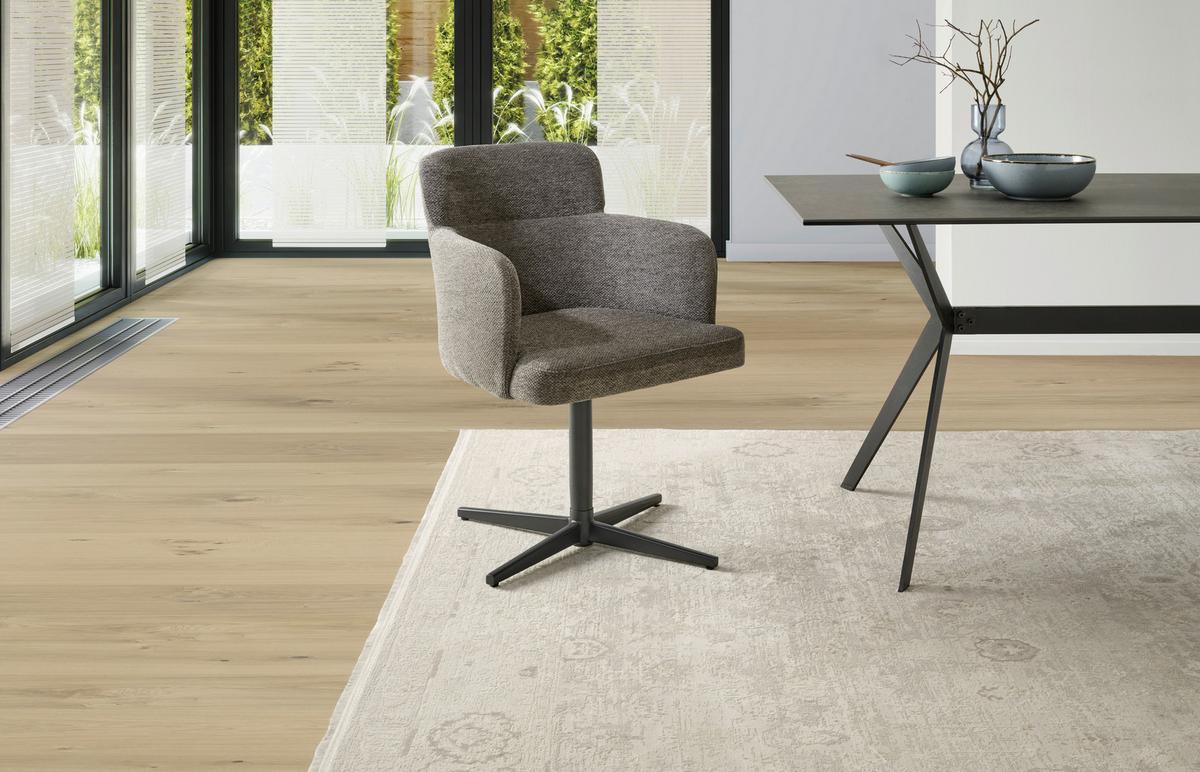 Armlehnstuhl Matteo Webstoff Anthrazit, B: 58,5 cm - Anthrazit/Schwarz, KONVENTIONELL, Holz/Textil (58,5/85/63cm) - Livetastic