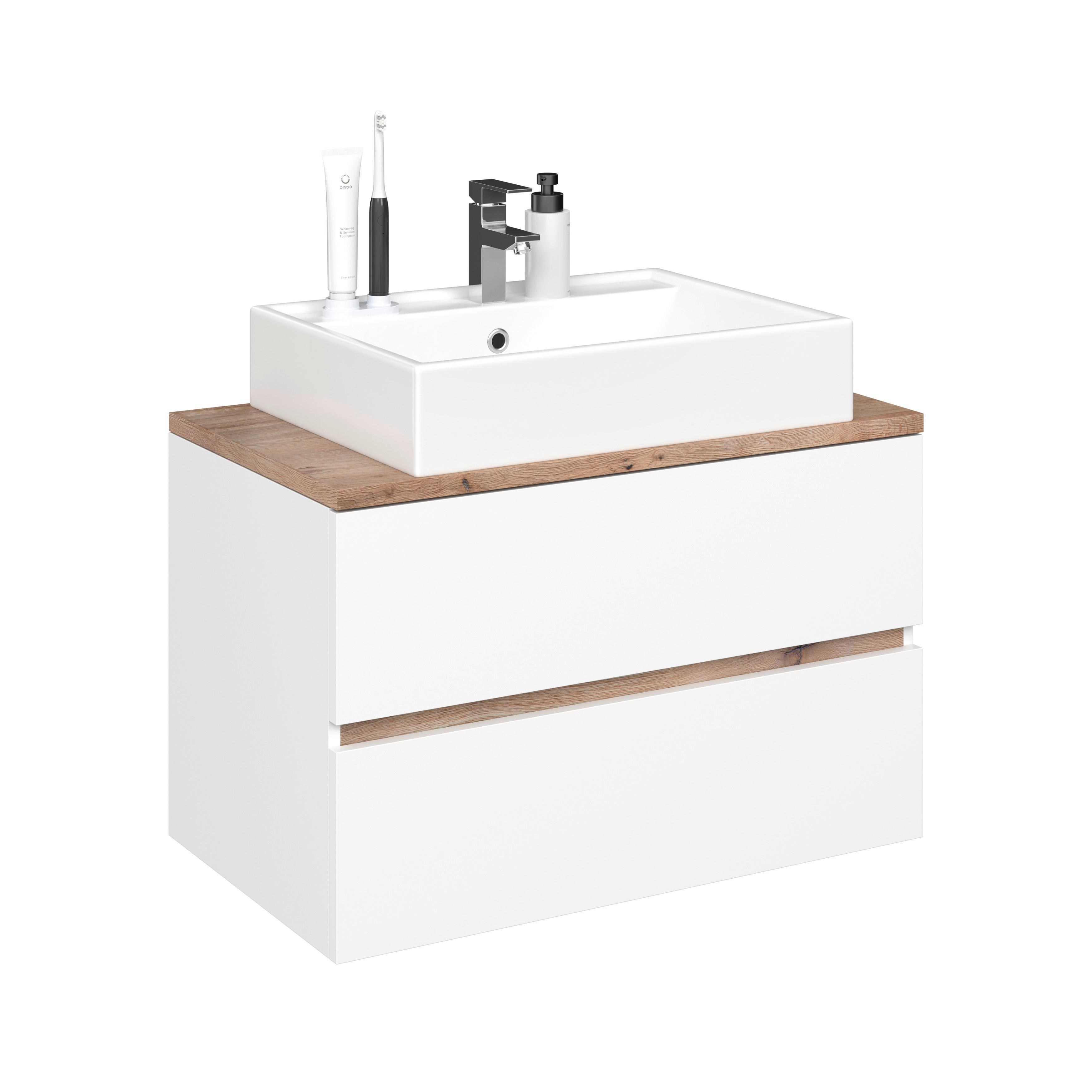 Waschbecken mit Unterschrank Marbella B: 80 cm Weiß