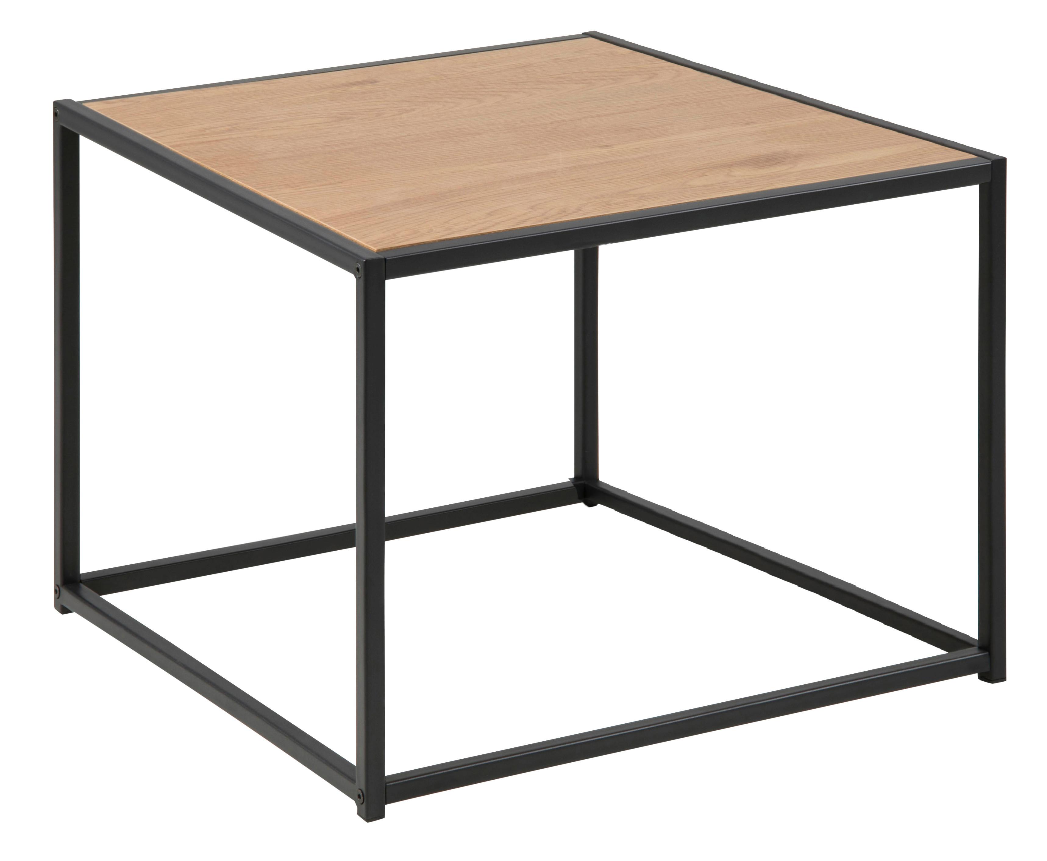 Couchtisch Seaford, Eichefarben/Schwarz - Eichefarben/Schwarz, Trend, Holzwerkstoff/Metall (60/60/40cm) - MID.YOU