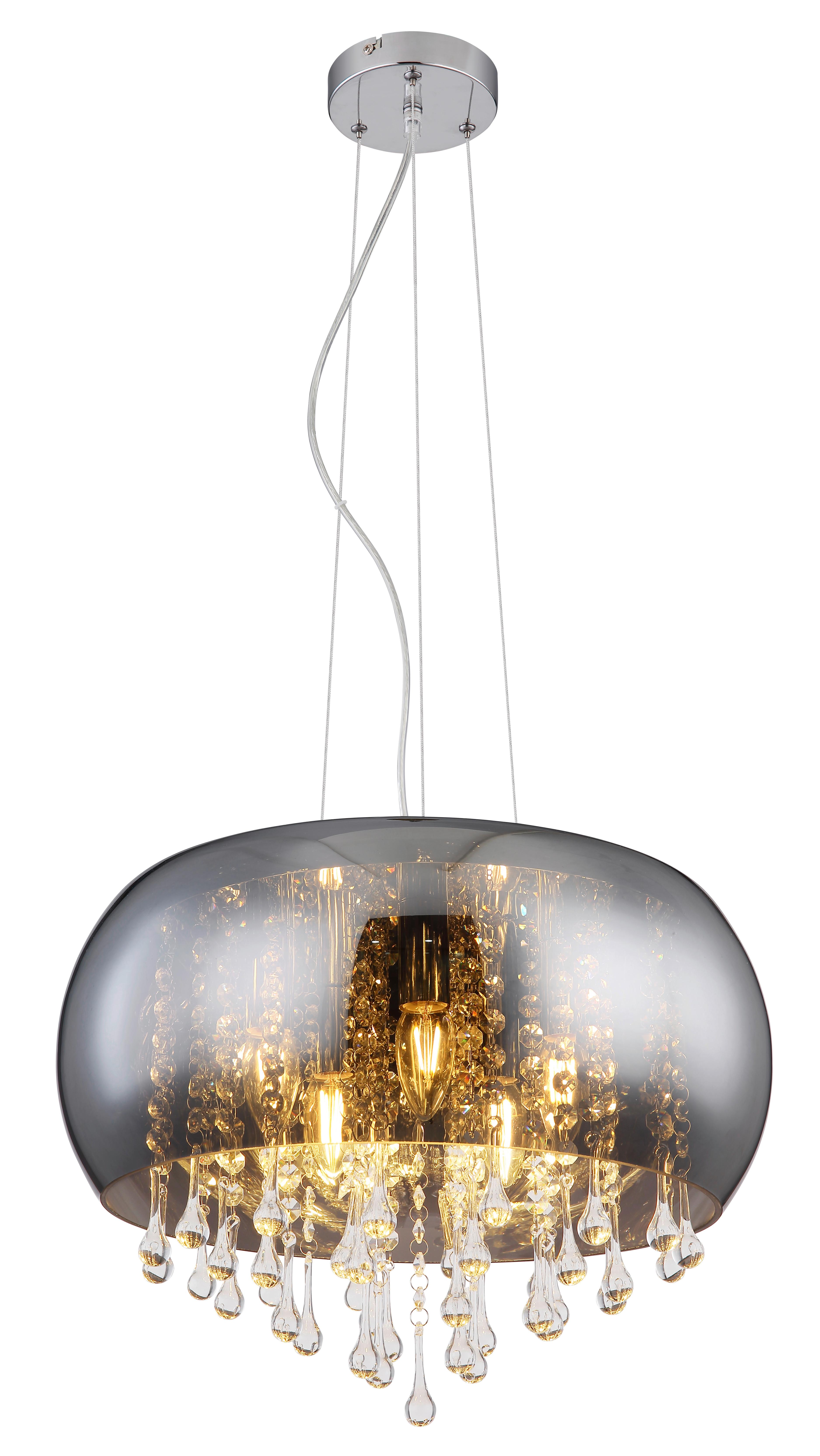 Hängeleuchte Kalla H: 1200 Cm 5- Flammig - Klar/Chromfarben, Basics, Glas/Metall (44/120cm) - Globo