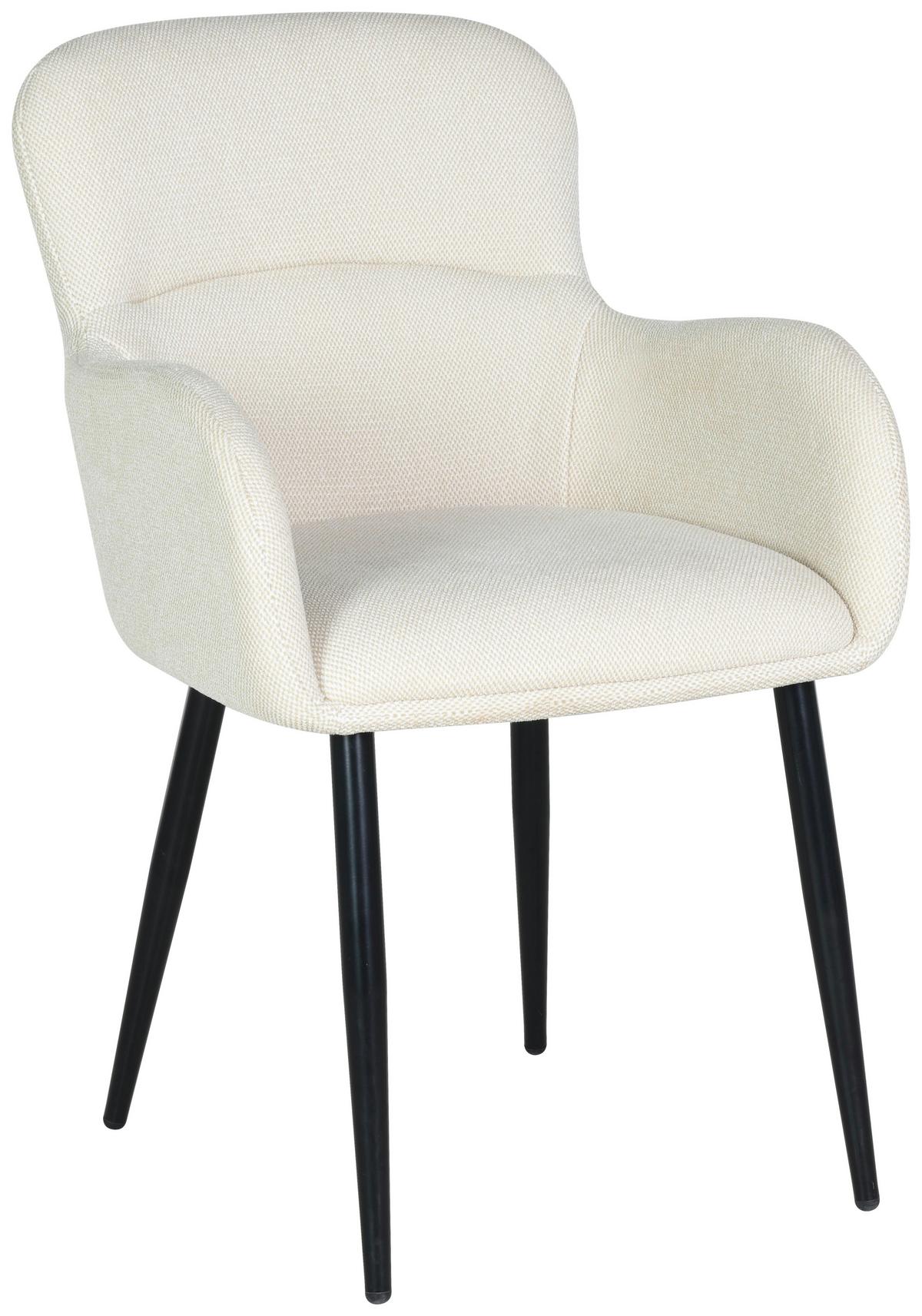 Armlehnstuhl Serena Leinenoptik Beige, B: 56 Cm - Beige/Schwarz, KONVENTIONELL, Holz/Textil (56/88/61cm)