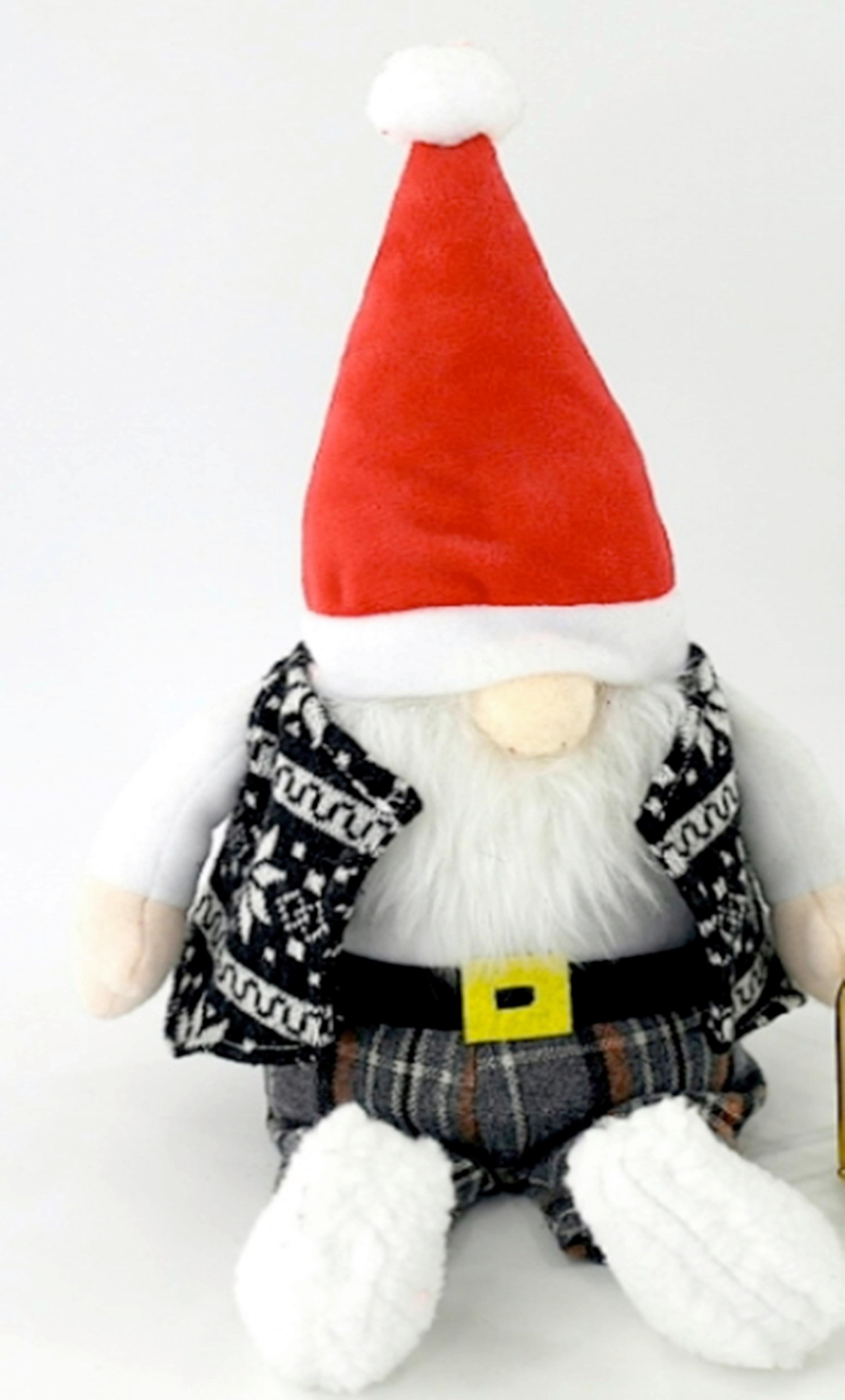 Ajtókitámasztó Manó - piros/fehér, kő/textil (34,5/16cm)