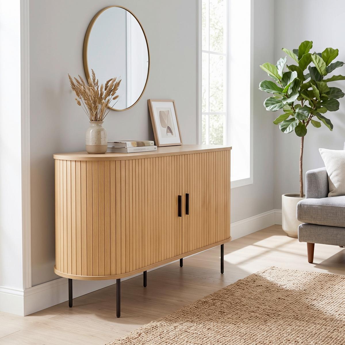 SIDEBOARD naturfarben/Schwarz, B: 140cm - Schwarz/Naturfarben, Design, Holzwerkstoff (140/76/40cm) - Livetastic