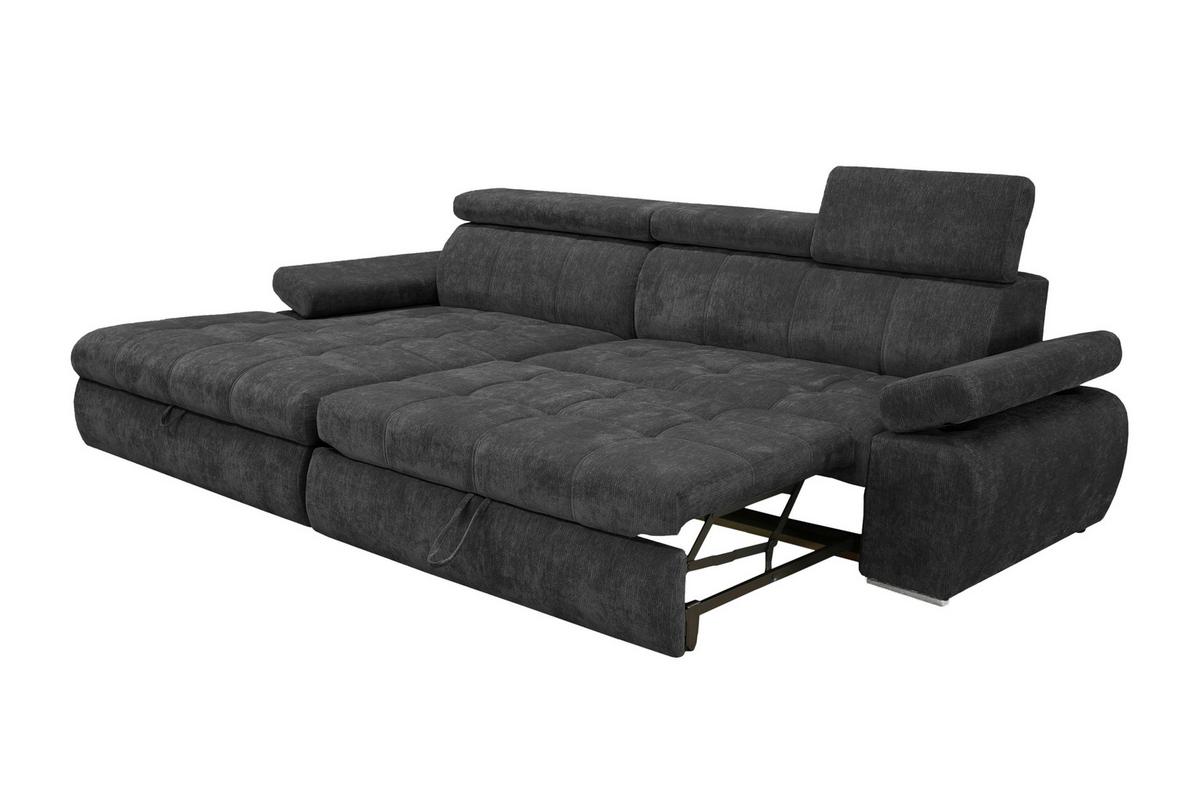 Rohová sedačka VEGAS, levá, černá žinylka - černá/barvy stříbra, Design, dřevo/textil (173/294cm)