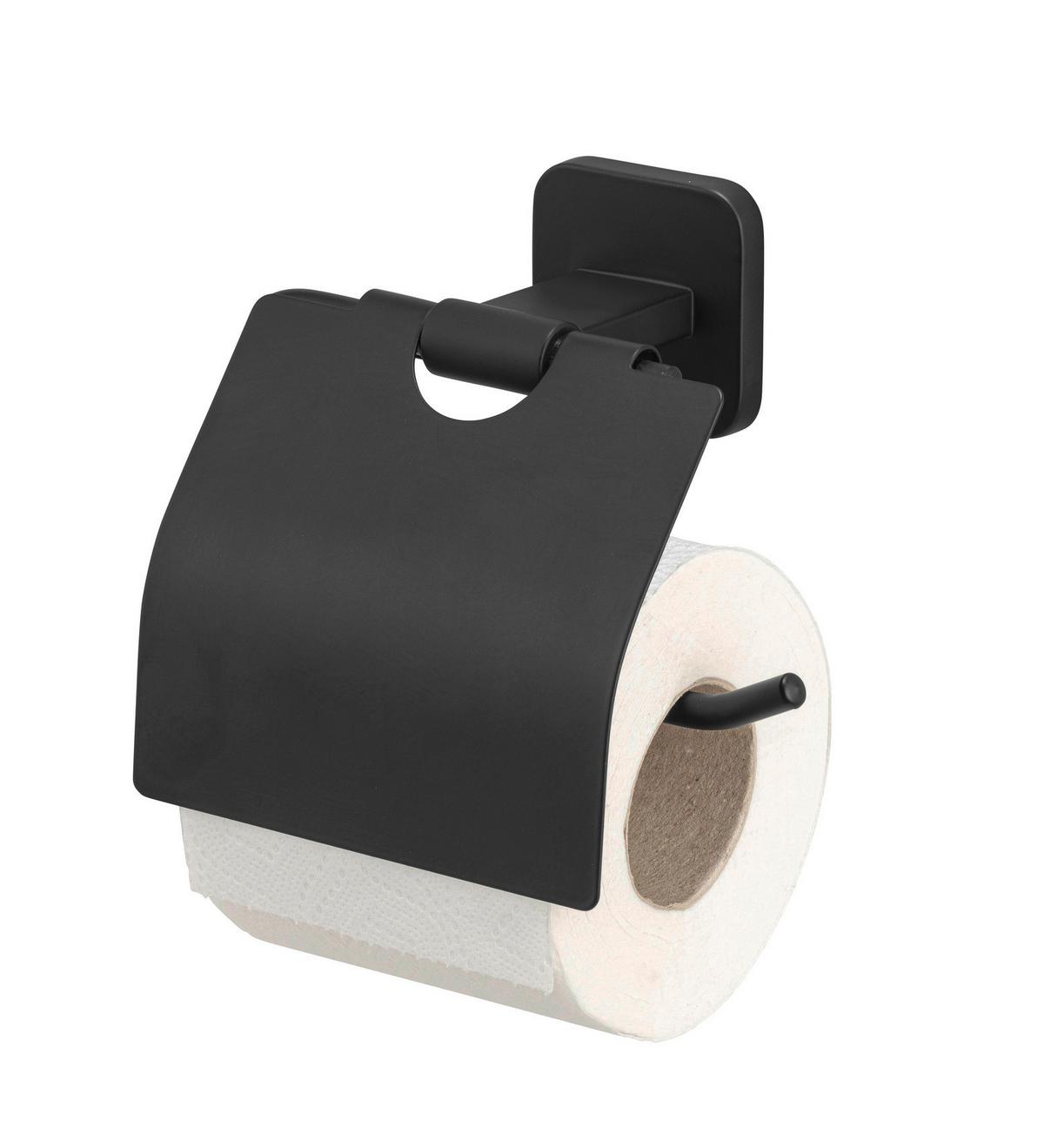 Toilettenpapierhalter Porto Black Schwarz, Wandmontage - Schwarz, MODERN, Metall (14,5/13/6,5cm) - Wenko