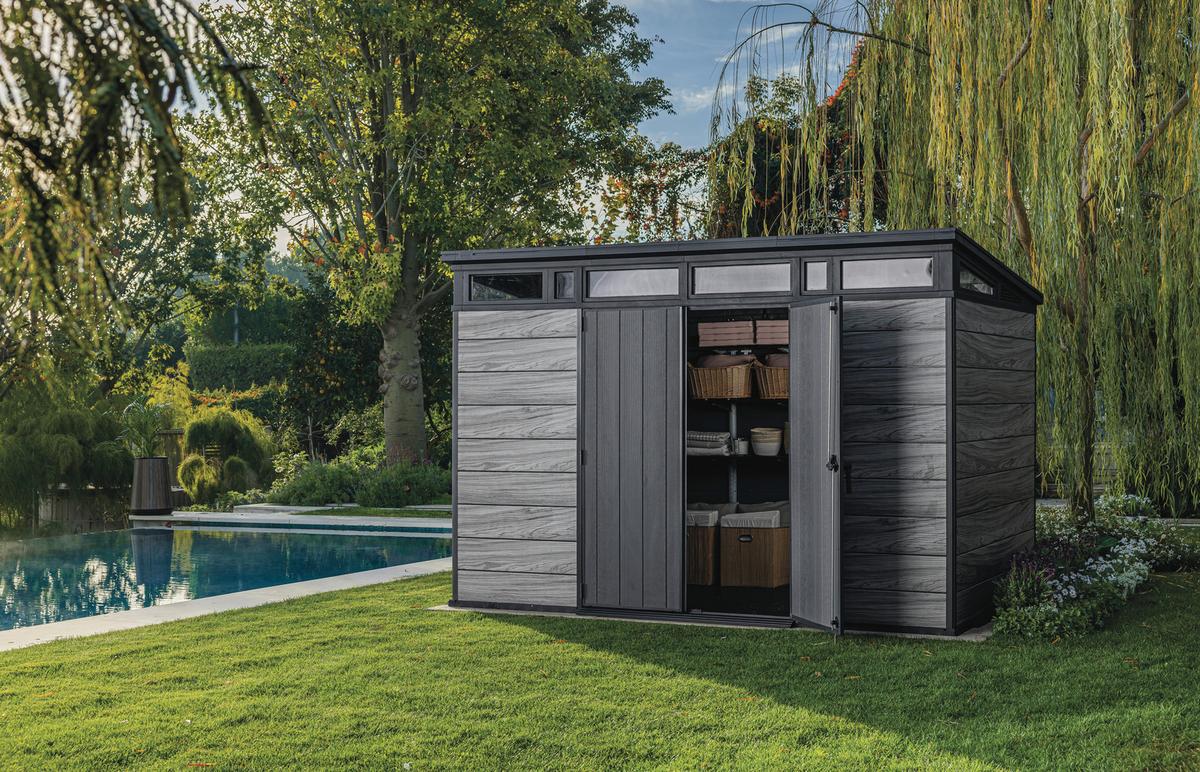 ZAHRADNÍ DOMEK DECO PENT - šedá, Moderní, plast