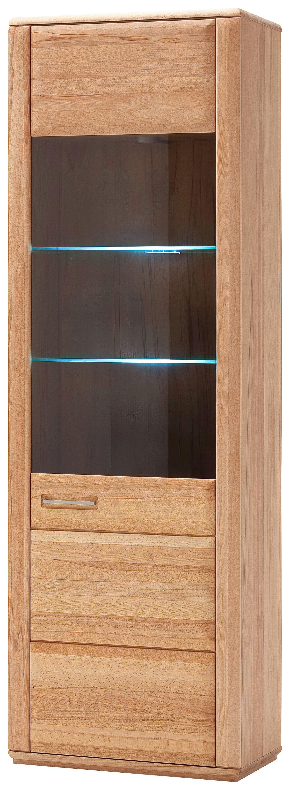 Wohnkombination teilmassiv 4--teilig. Sena Buchefarben - Buchefarben, Design, Glas/Holz (319/209/51cm) - Livetastic