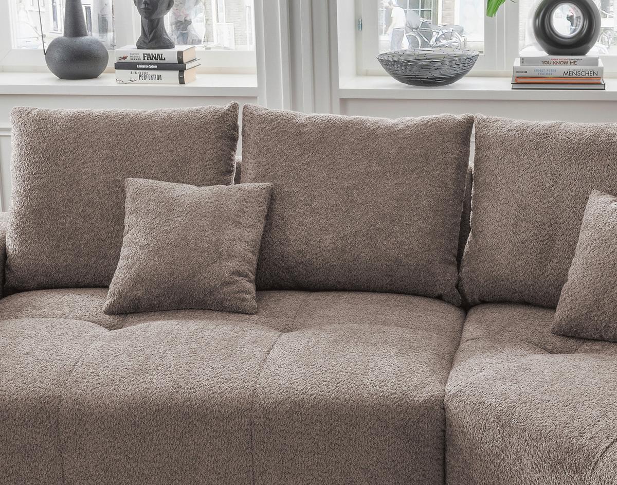 Big Sofa Fertilia Mit Kissen B: 323 Cm Taupe Bouclé - Taupe/Schwarz, MODERN, Textil (323/91/155cm) - Livetastic