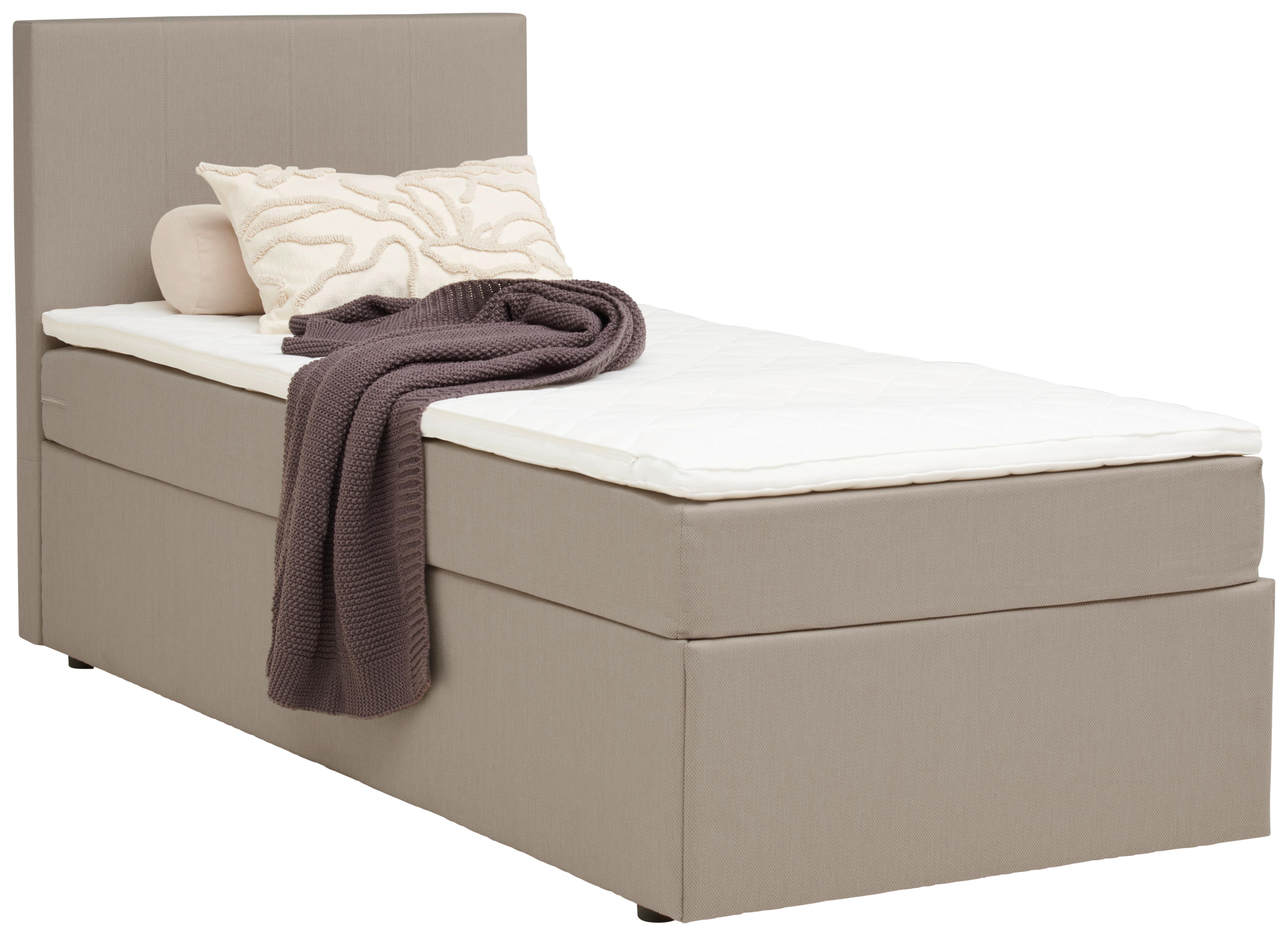 Boxbett mit Topper 90x200 cm Carolina Sandfarben - Sandfarben/Schwarz, Basics, Textil (90/200cm) - P & B