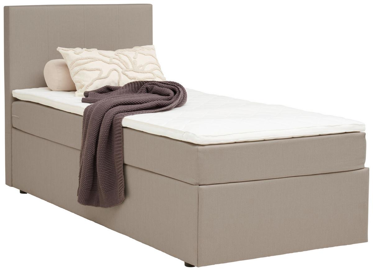 Boxbett mit Topper 90x200 cm Carolina Sandfarben - Sandfarben/Schwarz, Basics, Textil (90/200cm) - P & B