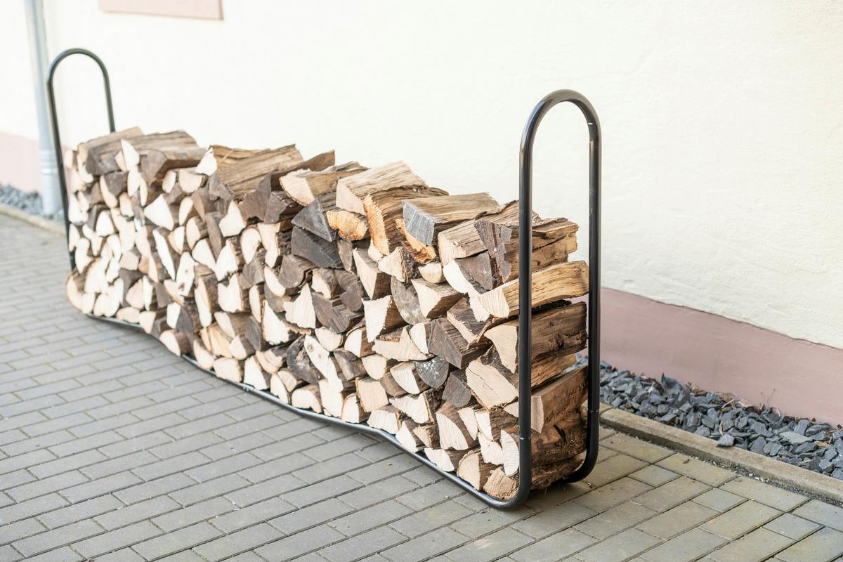 Regál na drevo 244cm - čierna, Basics, kov (244/99/25cm)