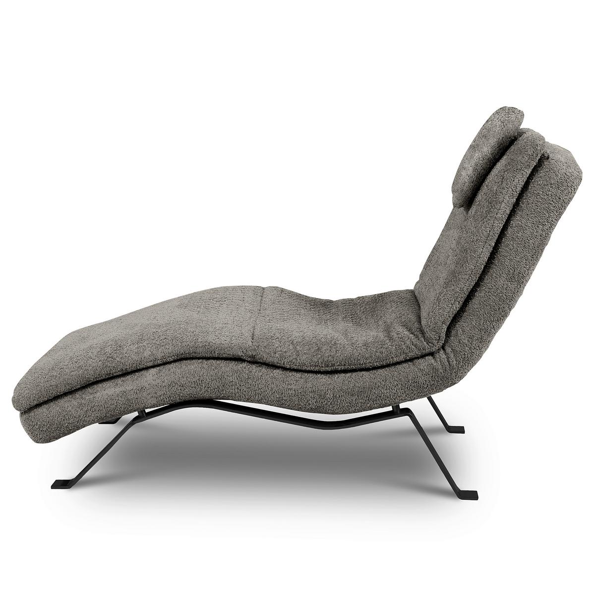 Relaxliege Black Dunkelgrau, B: 65cm - Dunkelgrau/Schwarz, Design, Leder (65/95/171cm) - Celina Home
