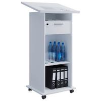 Stehpult mit Stauraum + Rollen B 60cm H 120cm Meeta, Weiß - Weiß, Basics, Holzwerkstoff (60/50/120cm) - MID.YOU