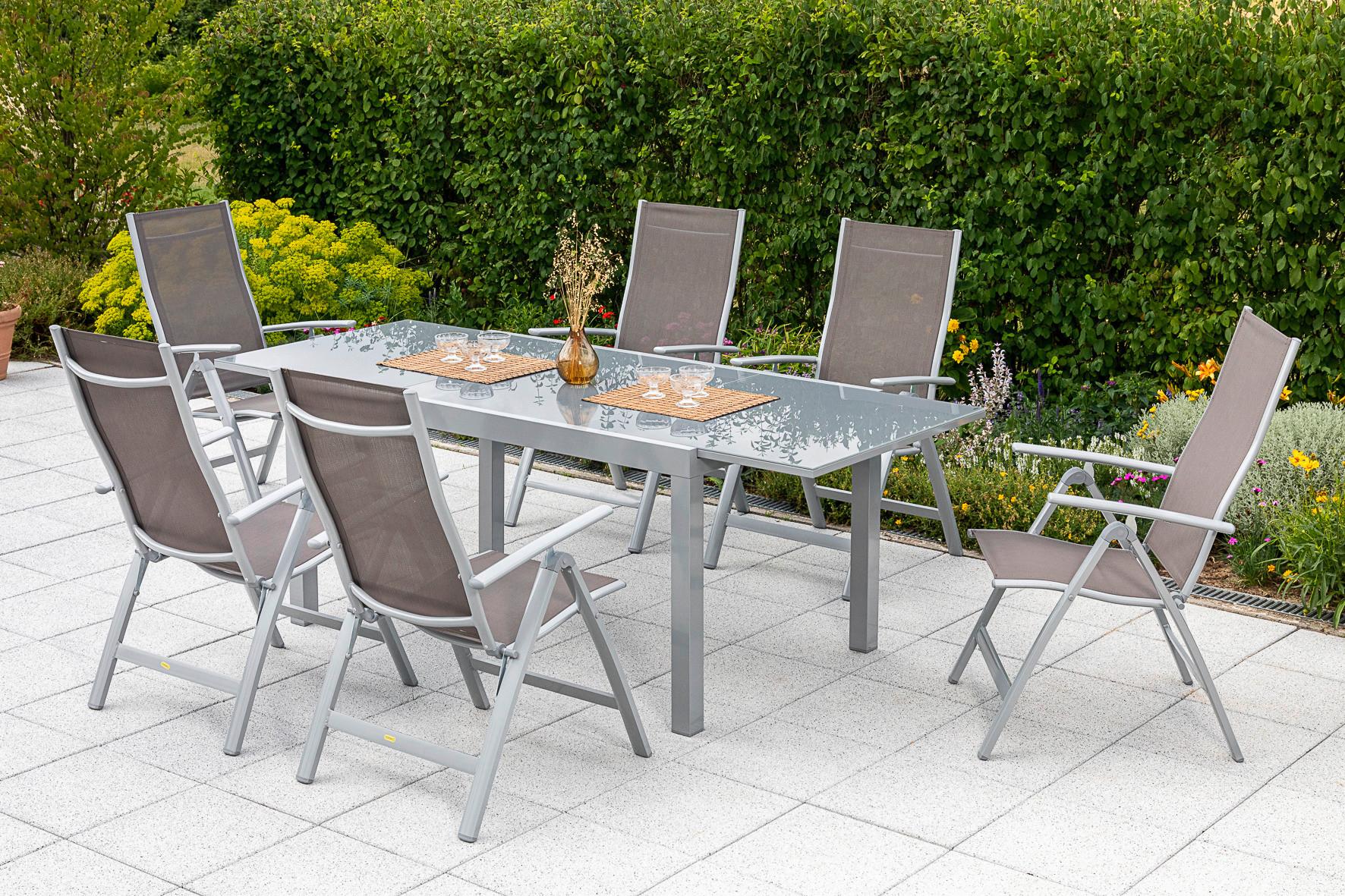 Gartenset Carrara - Taupe/Silberfarben, MODERN, Textil/Metall - Gardenson