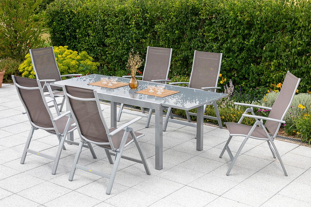 Gartenset Carrara - Taupe/Silberfarben, MODERN, Textil/Metall - Gardenson