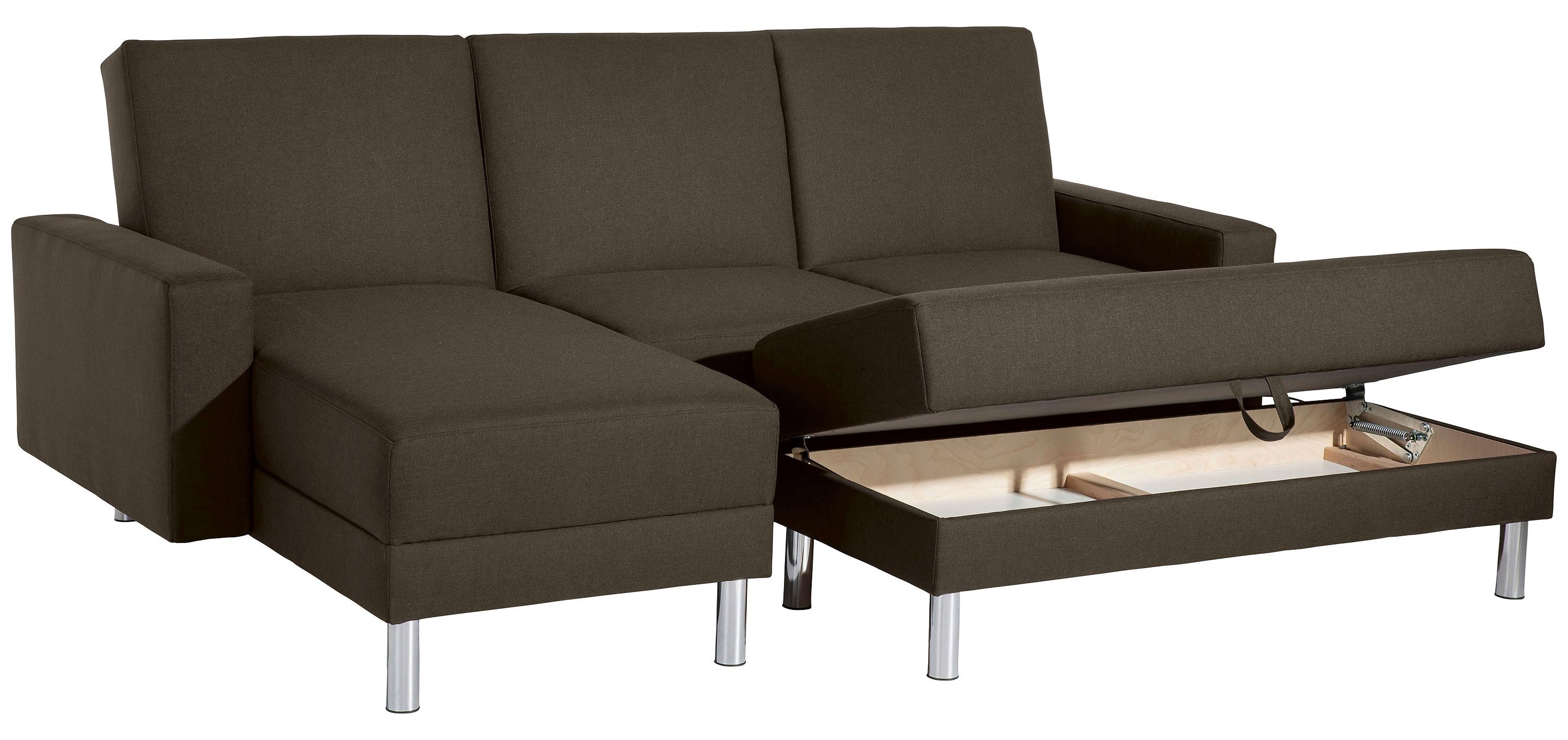 Ecksofa Mit Schlaffunktion Just Fashion Braun - Chromfarben/Braun, KONVENTIONELL, Textil (152/230cm) - Max Winzer