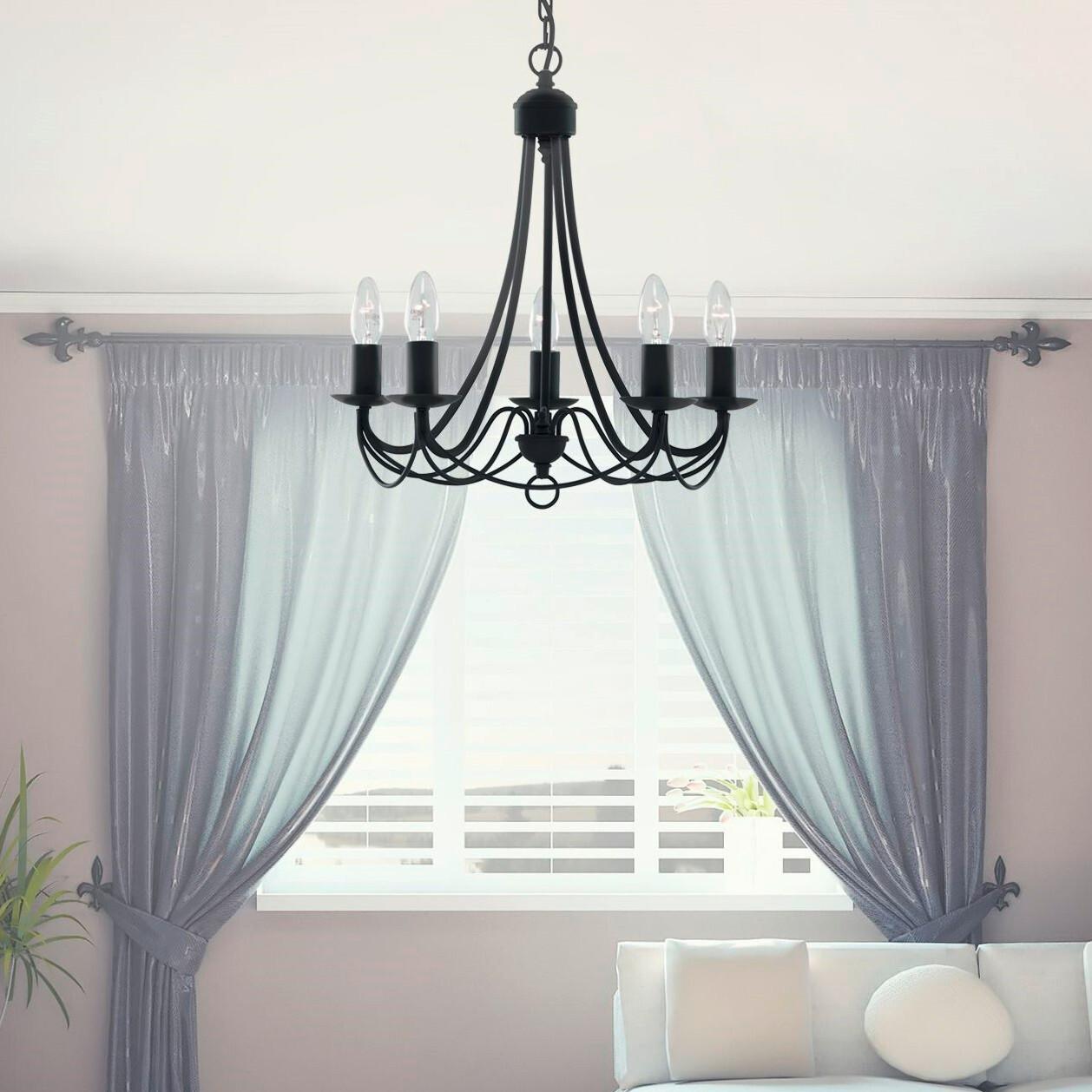 Kronleuchter 6345-5bk Maypole - Schwarz, KONVENTIONELL, Metall (46/120cm)