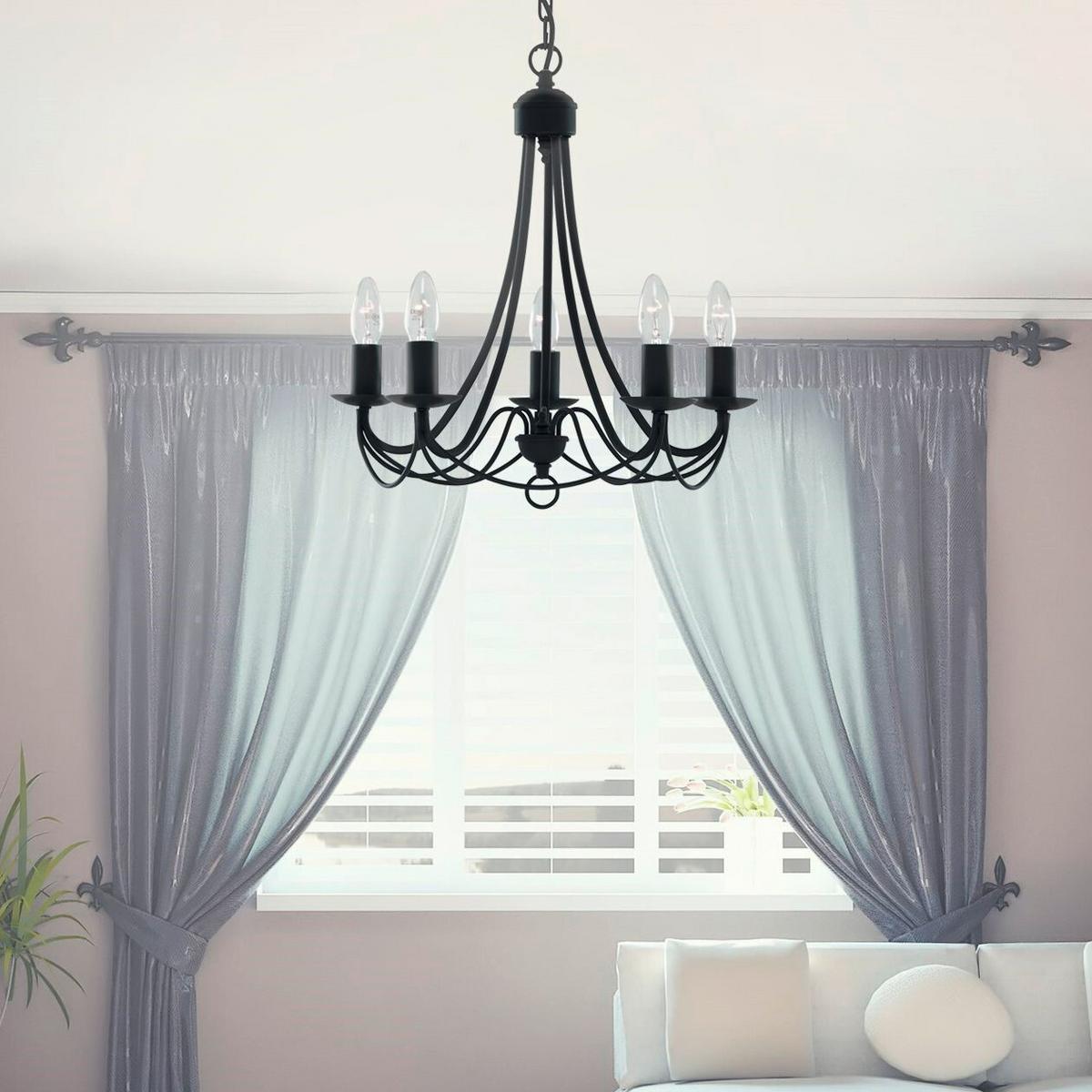 Kronleuchter 6345-5bk Maypole - Schwarz, KONVENTIONELL, Metall (46/120cm)