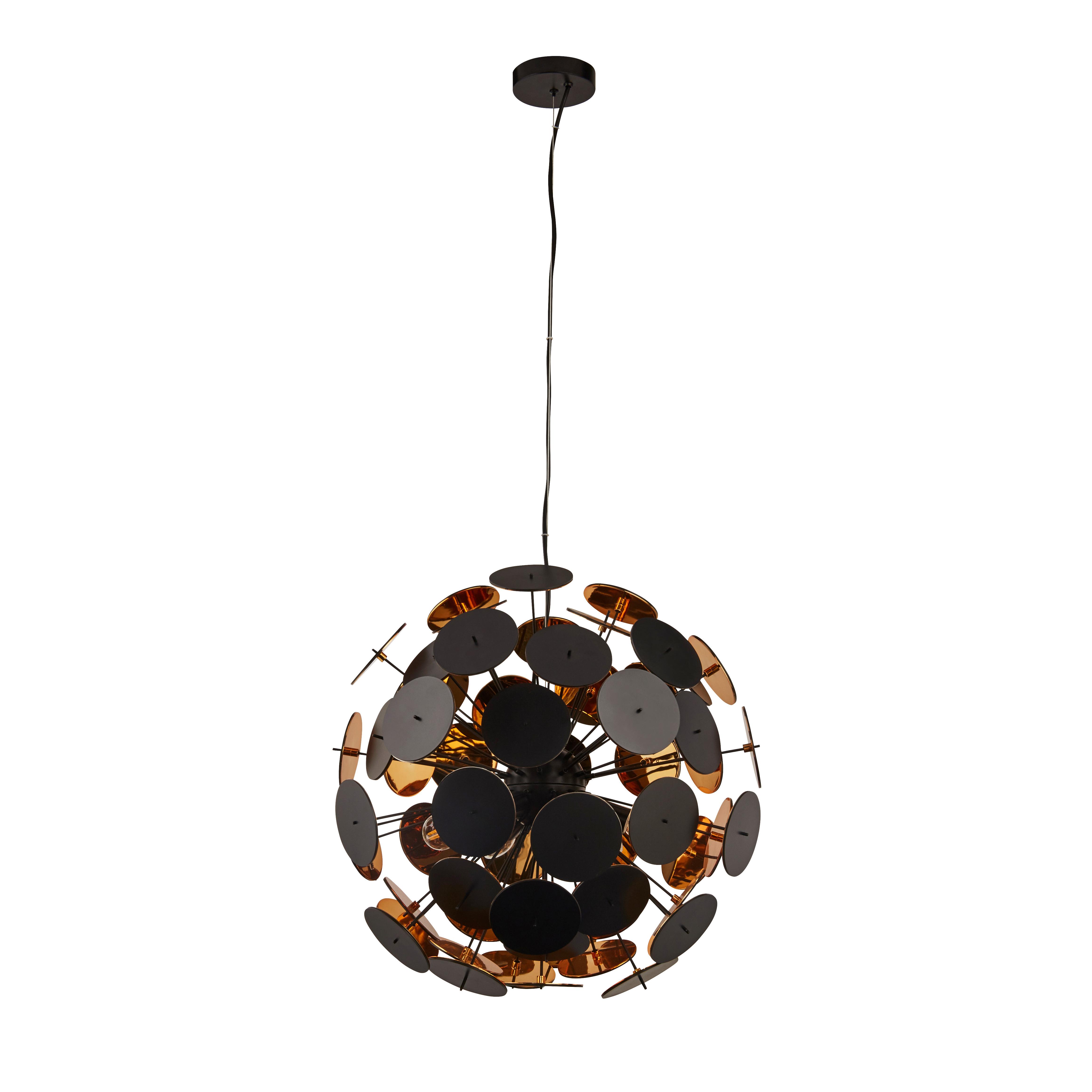 Hängeleuchte Discus H: 135 cm 6-Flammig, höhenverstellbar - Goldfarben/Schwarz, Design, Metall (54/135cm)