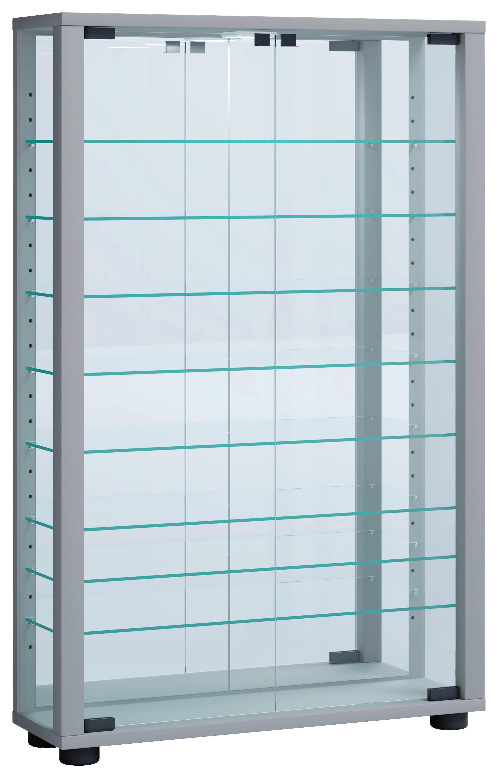 Hängevitrine Vitrosa Silberfarben B: 59 cm - Silberfarben/Schwarz, MODERN, Glas/Holzwerkstoff (59/91,3/18cm) - MID.YOU