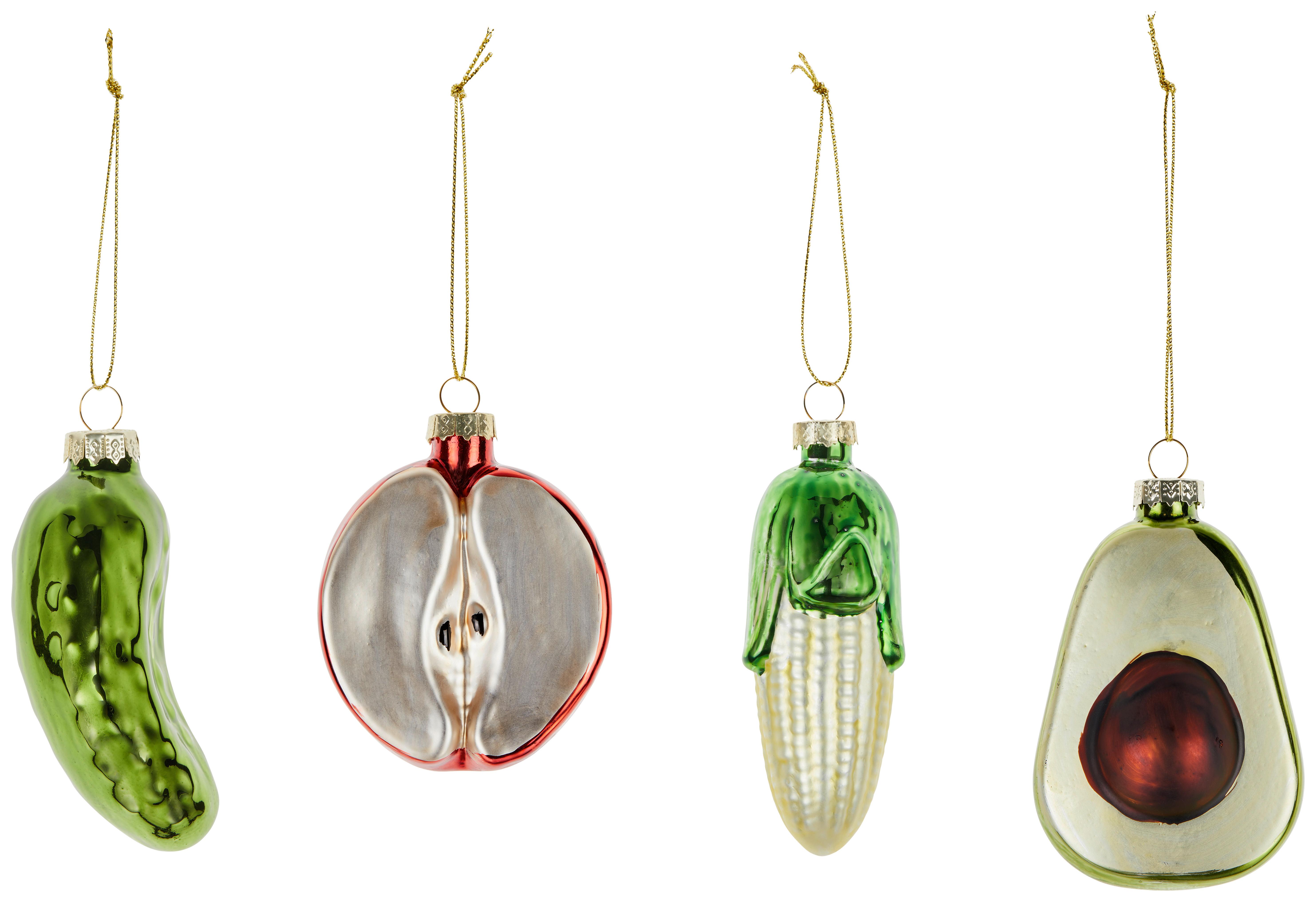 Christbaumanhänger Rina - Rot/Goldfarben, KONVENTIONELL, Glas (6,5/4,5/10cm)