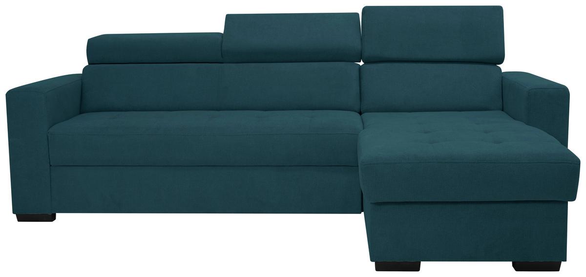 Rohová sedačka MARCO, obojstranná, petrolejový velúr - čierna/petrolejová, Konventionell, kov/drevo (238/78-94/170cm)