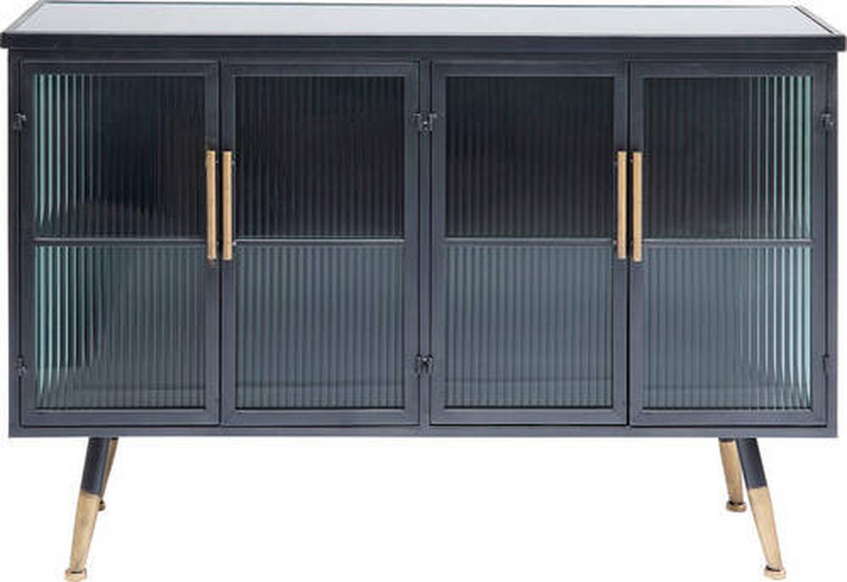 Sideboard La Gomera - Anthrazit/Messingfarben, Trend, Glas/Holzwerkstoff (120/75/38cm) - Kare-Design