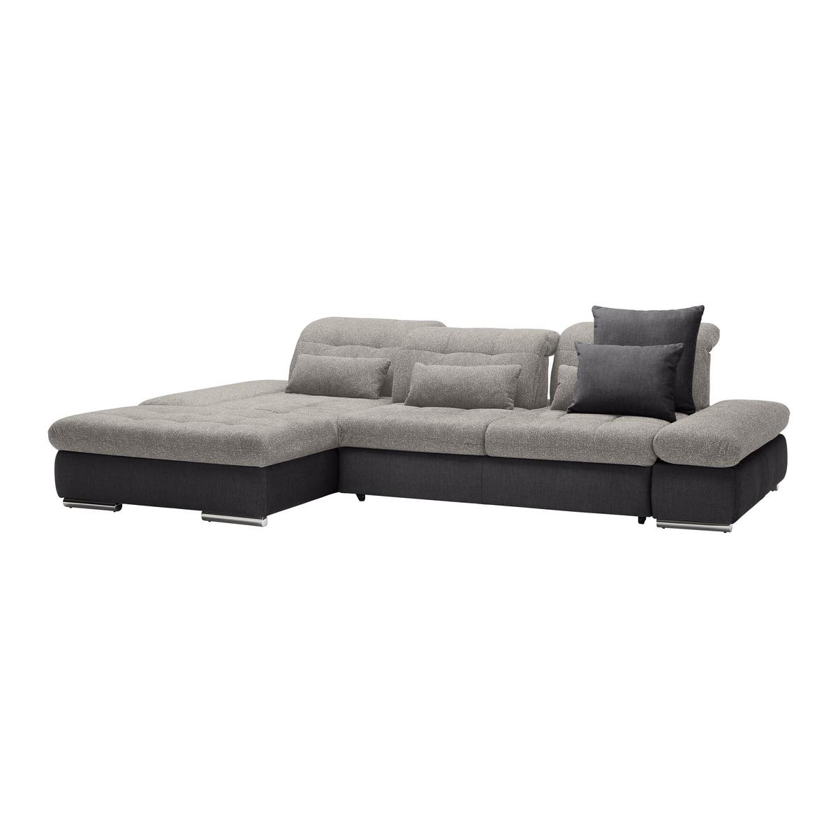 Rohová sedačka SANFINO, ľavá, tmavosivá / strieborná - chrómová/strieborná, Konventionell, kov/drevo (199/79-96/305cm) - Premium Living