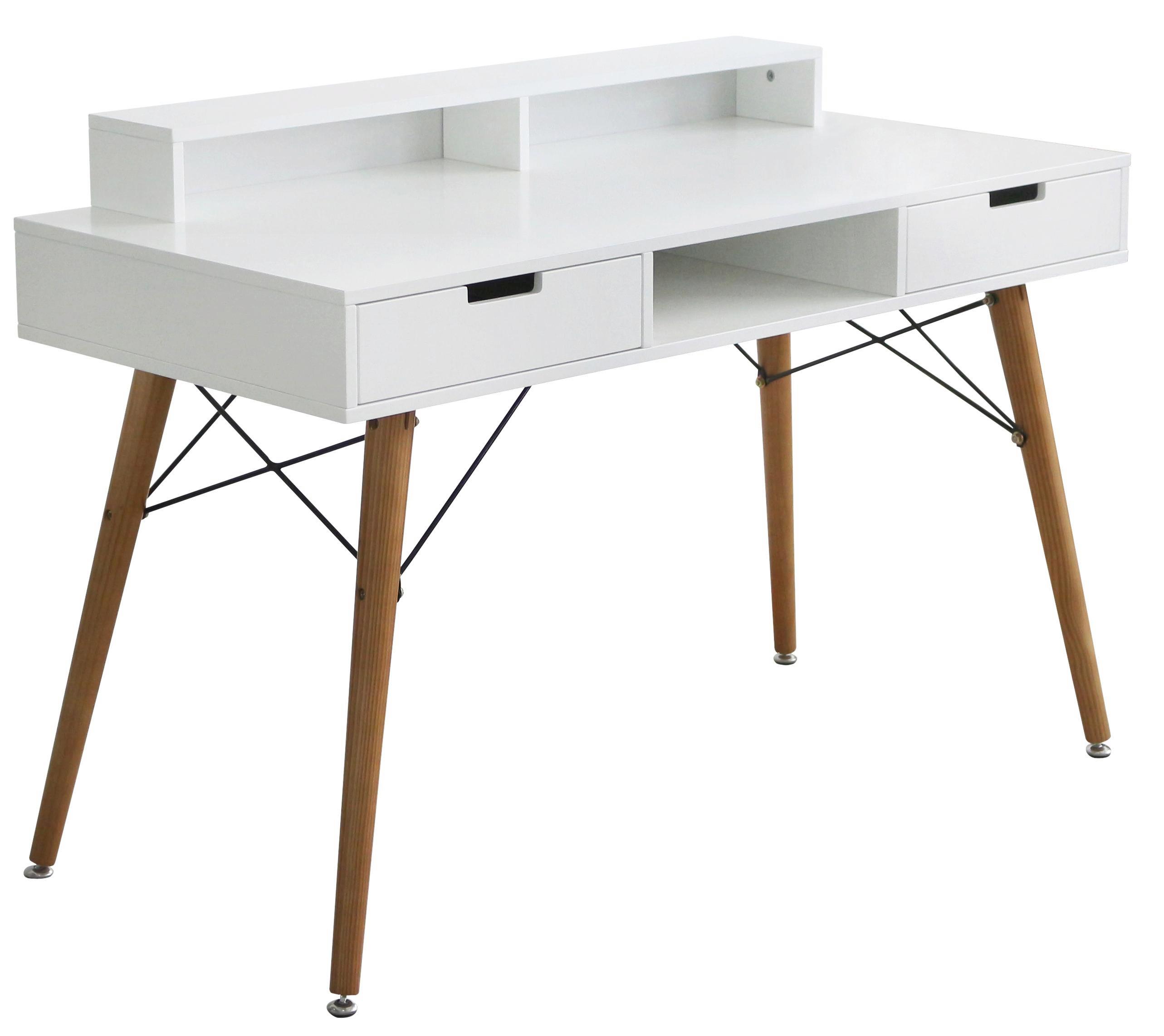 Íróasztal Milano - Feketefenyő/Fehér, modern, Faalapú anyag/Fa (120/84/55cm)