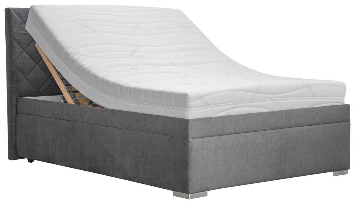 Čalúnená posteľ KLARA 140/200cm,tmavosivá - chrómová/tmavosivá, Modern, drevo/textil (140/200cm)