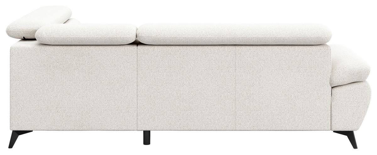 Ecksofa mit Bettfunktion Hudson, Chenille Silberfarben - Silberfarben/Schwarz, KONVENTIONELL, Textil (256/207cm) - Sembella